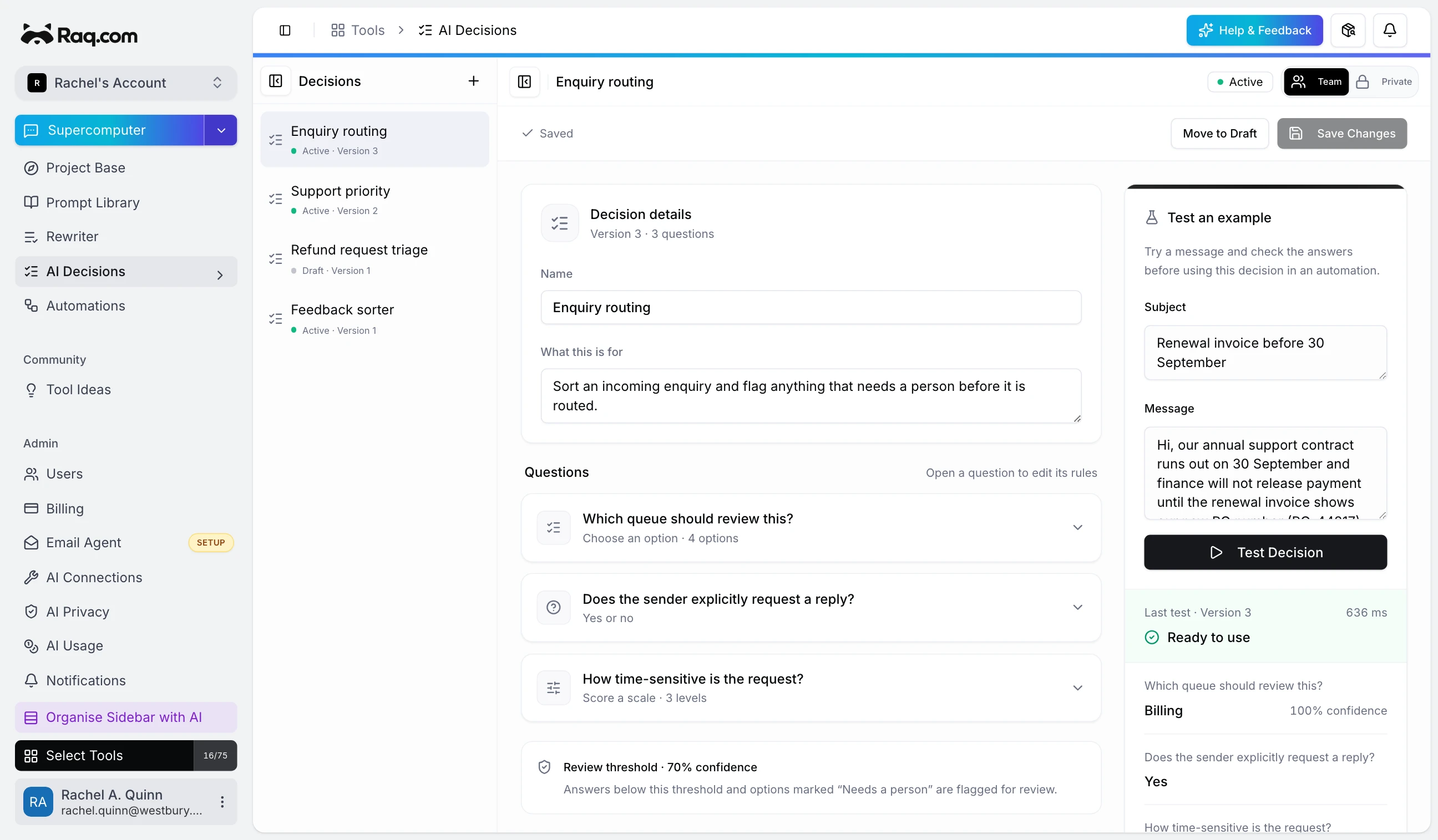 Introducing AI Decisions in Raq.com - Raq.com Blog