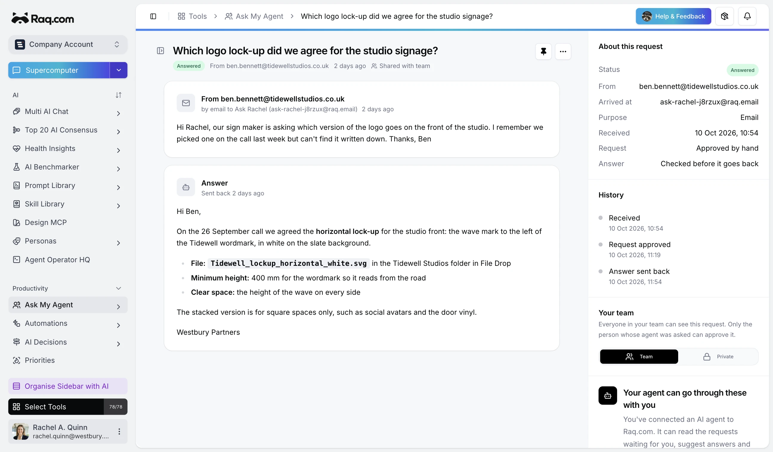 Ask My Agent: Let Colleagues Talk to Your AI