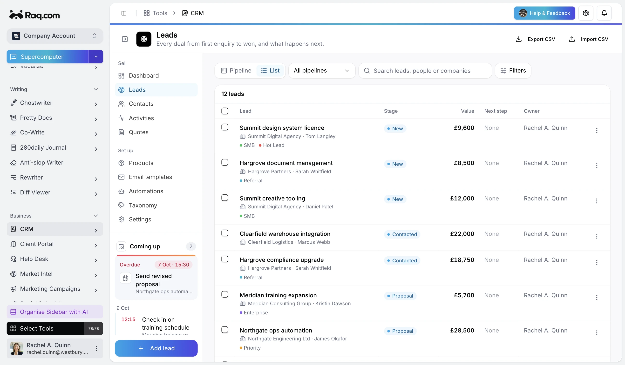 A new canvas across the modules in Raq.com