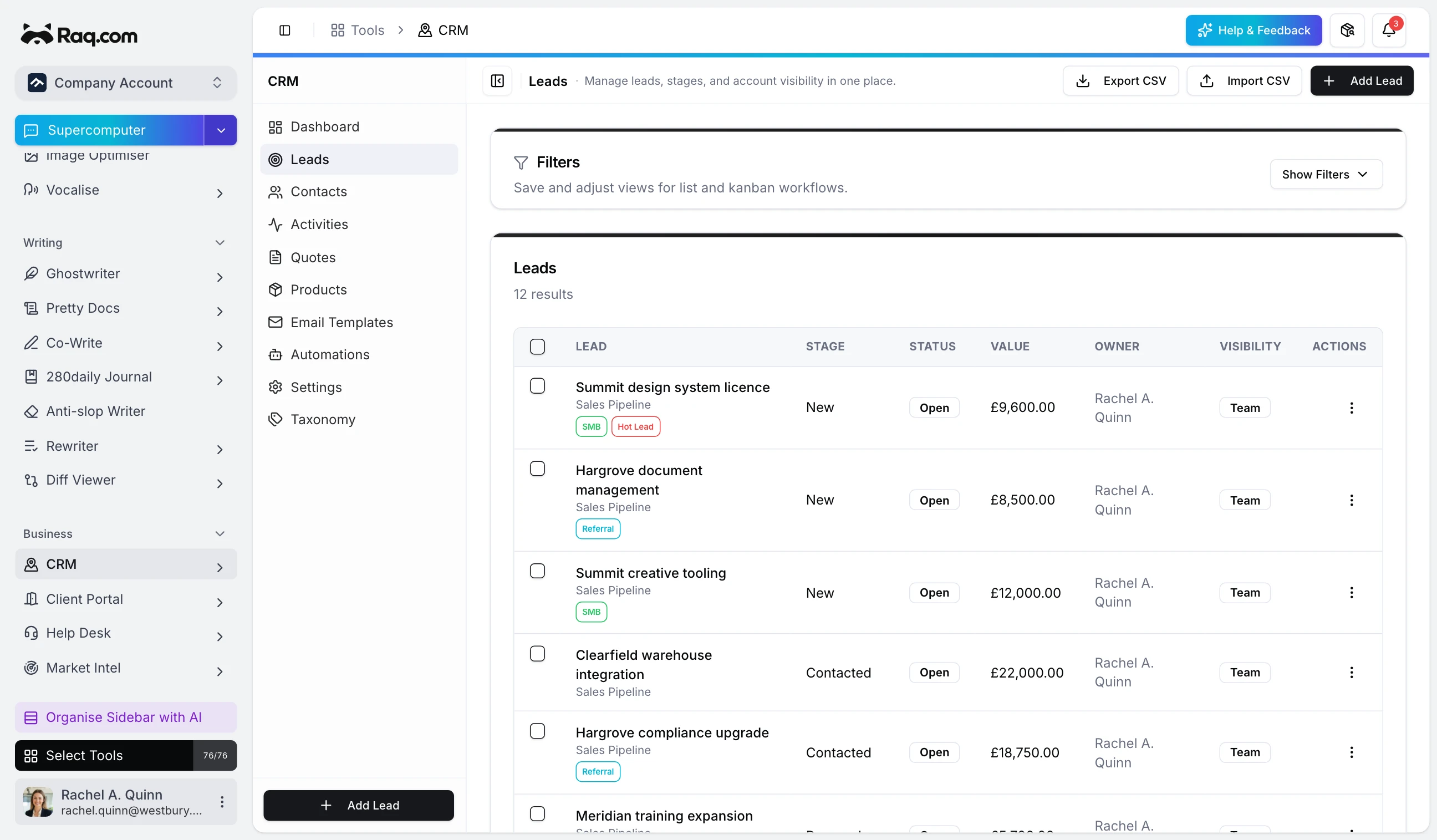 CRM: Track Leads, Close Deals, All in One Workspace
