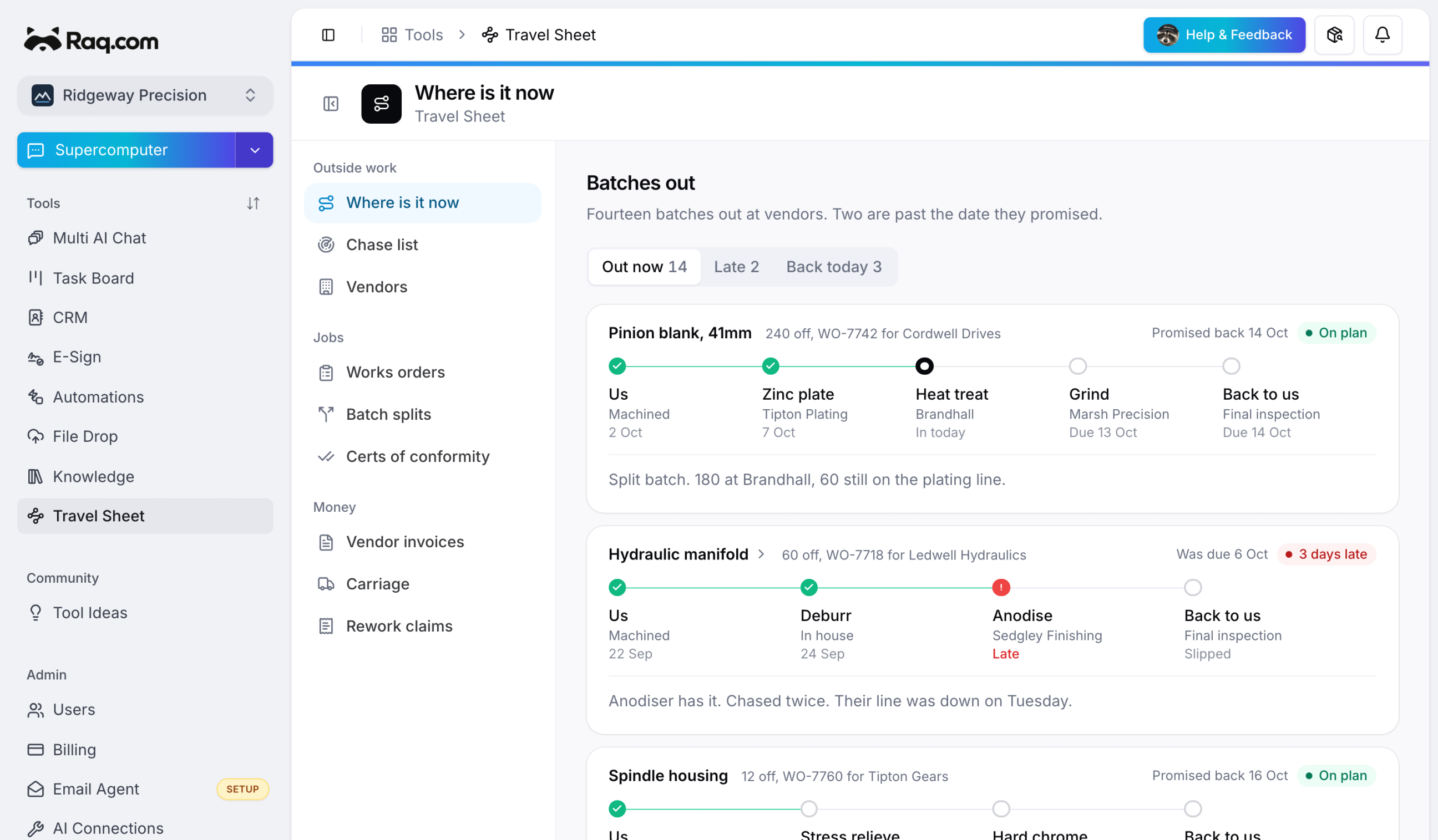 A Travel Sheet custom module in the Raq.com sidebar