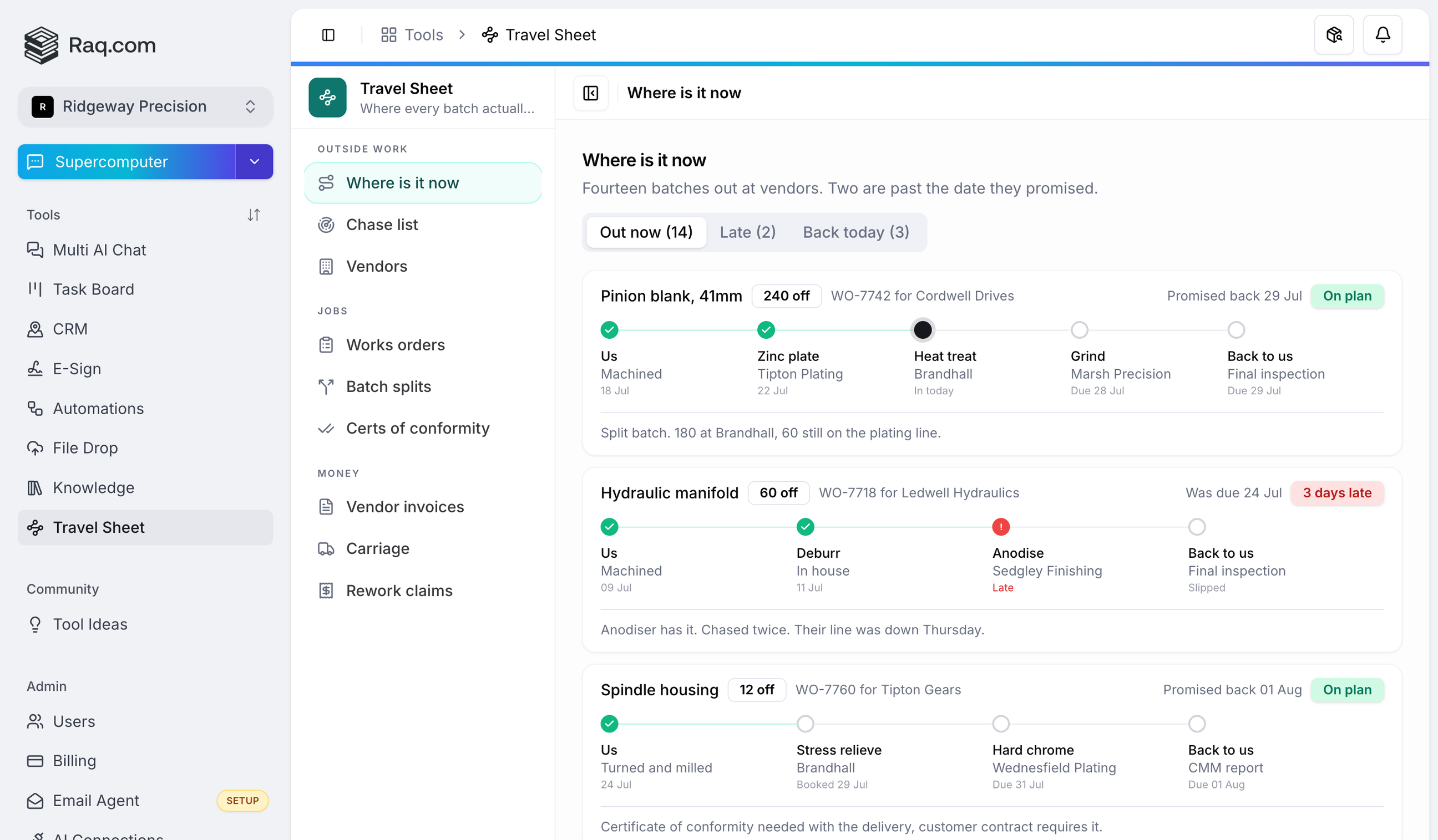 A Travel Sheet custom module in the Raq.com sidebar