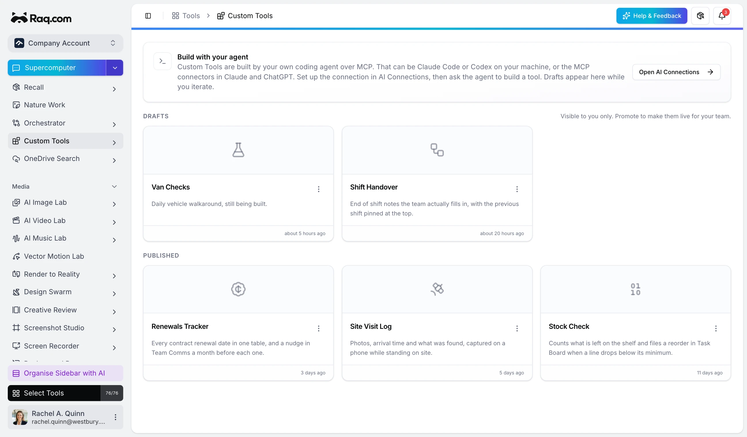 Introducing Custom Tools in Raq.com