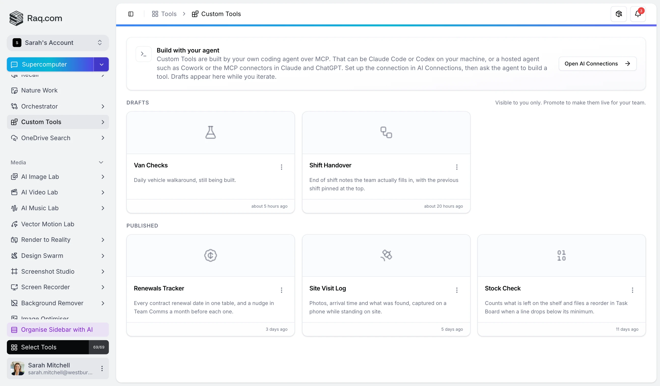 Introducing Custom Tools in Raq.com
