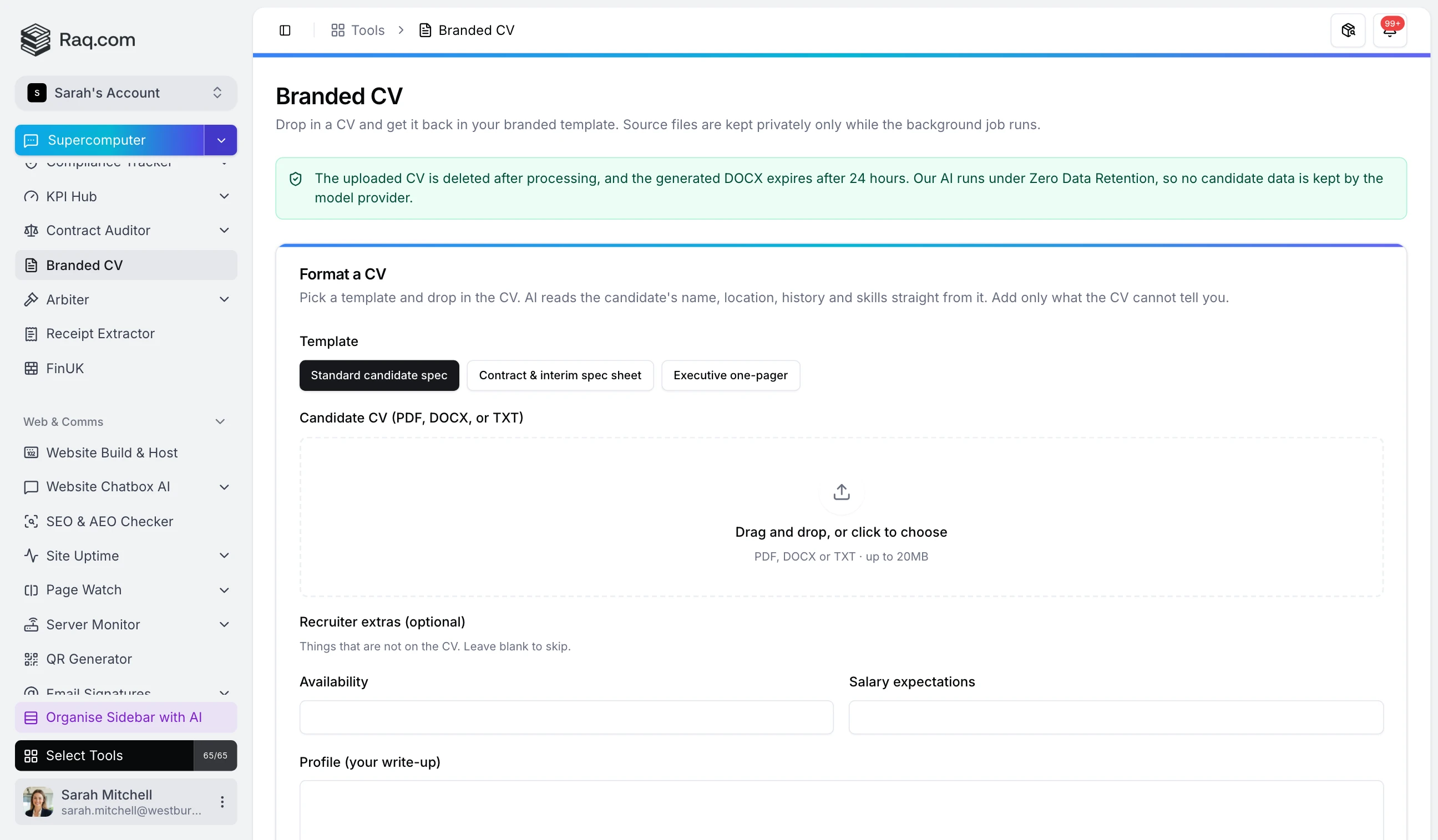 Branded CV: Drop In A CV, Get It Back In Your Template