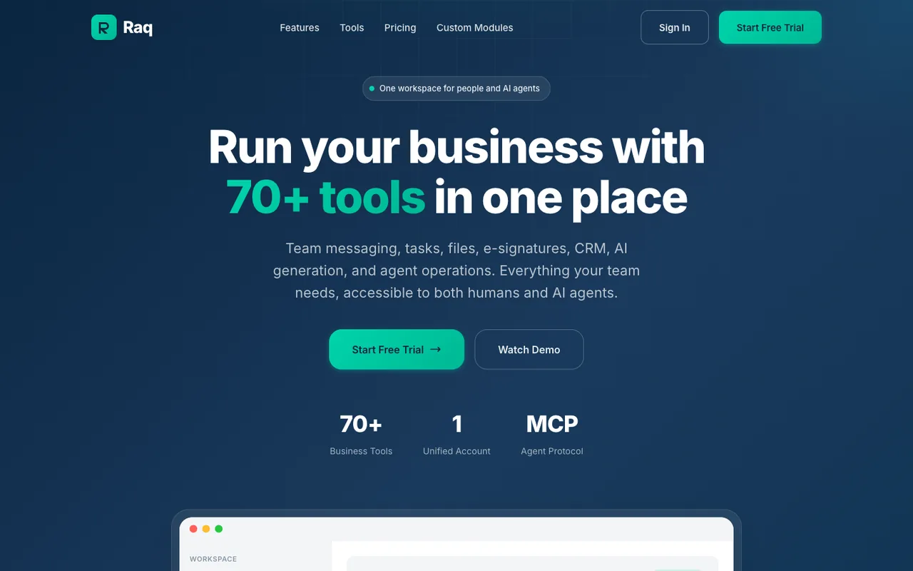 Raq.com homepage generated by Claude Opus 4.5 in Claude Code