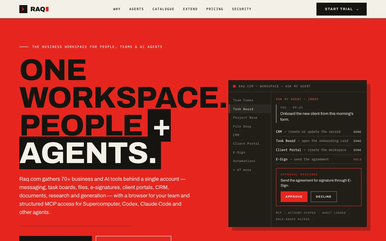 Raq.com homepage generated by GLM 5.3 in Claude Code