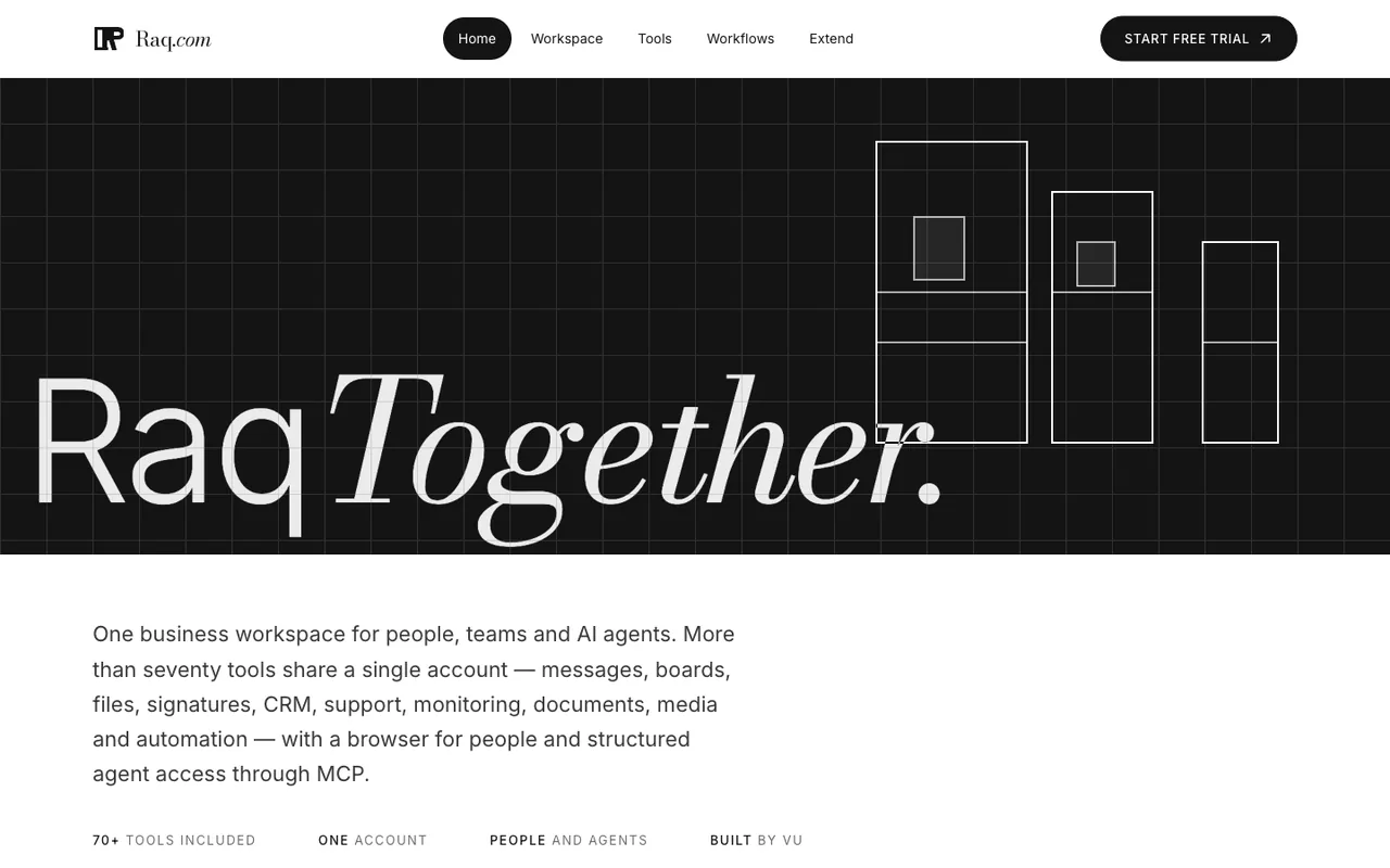Raq.com homepage generated by Cursor Composer 2.5 in Cursor