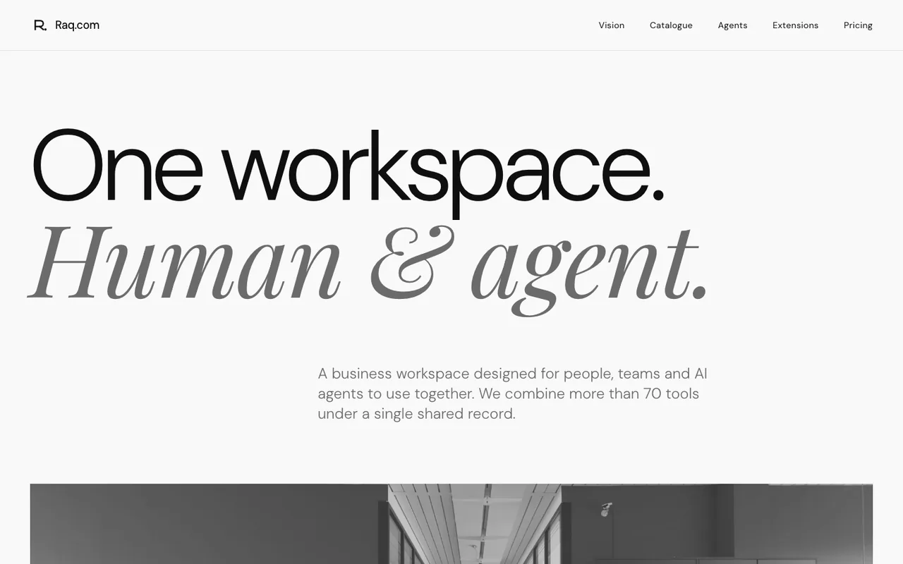 Raq.com homepage generated by Gemini 3.1 Pro in Cursor
