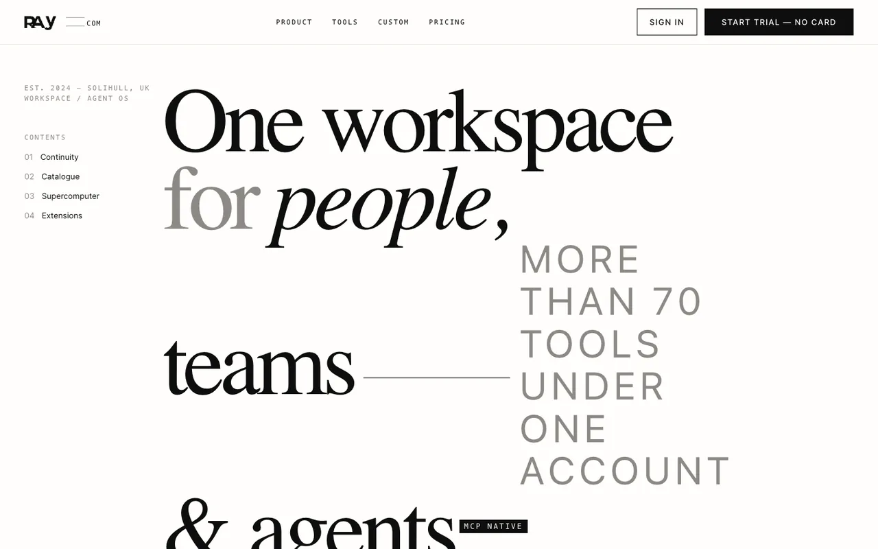 Raq.com homepage generated by Meta Muse Spark 1.1 in Claude Code