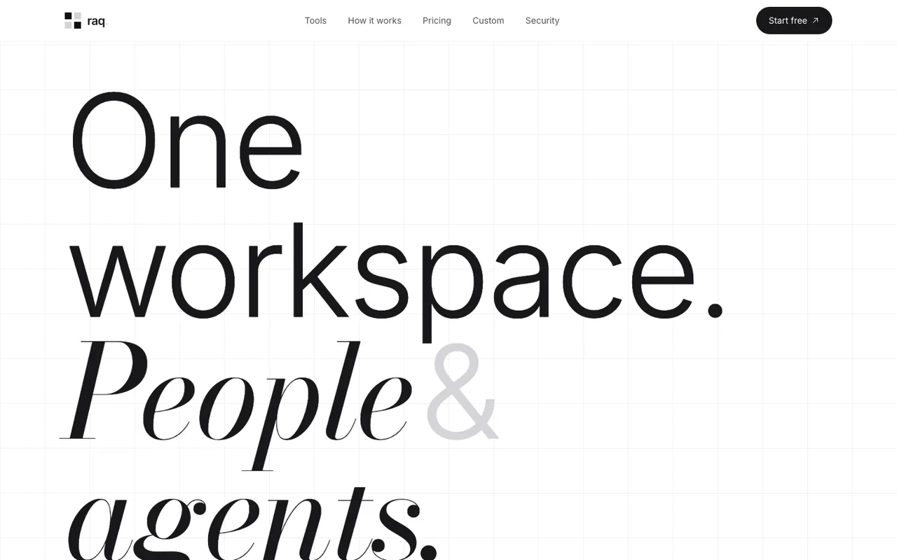 Raq.com homepage generated by Claude Sonnet 4.6 in Claude Code