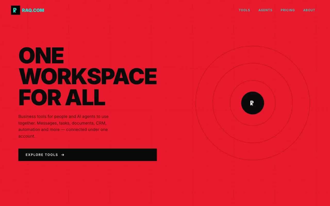 Raq.com homepage generated by Claude Opus 4.5 in Claude Code