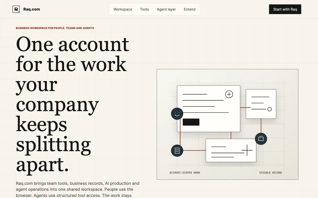 Raq.com homepage generated by GPT-5.5 in Codex