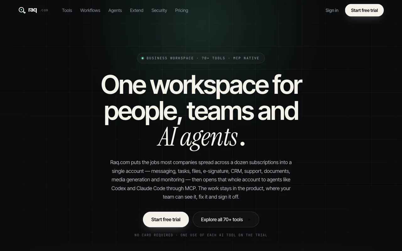 Raq.com homepage generated by Tencent Hy4 Preview in Claude Code