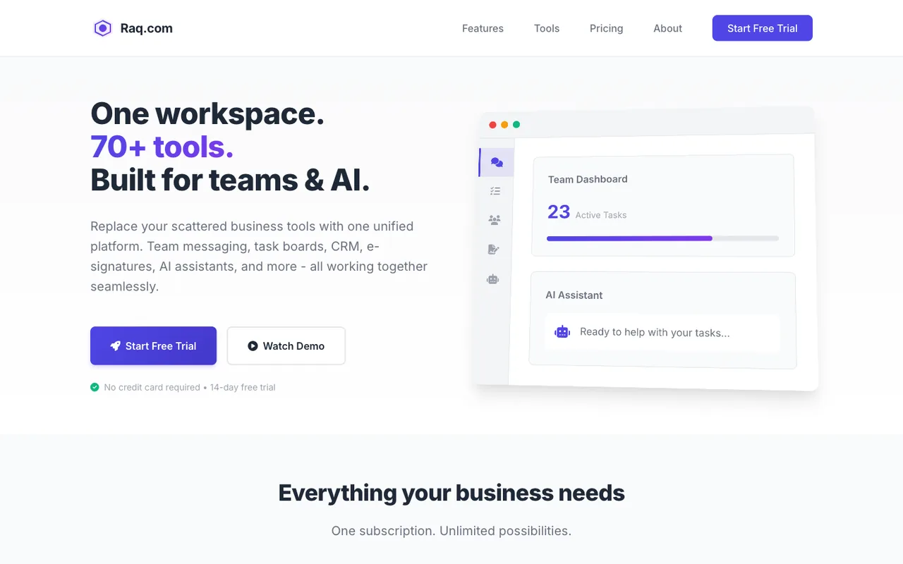Raq.com homepage generated by Claude Opus 4 in Claude Code