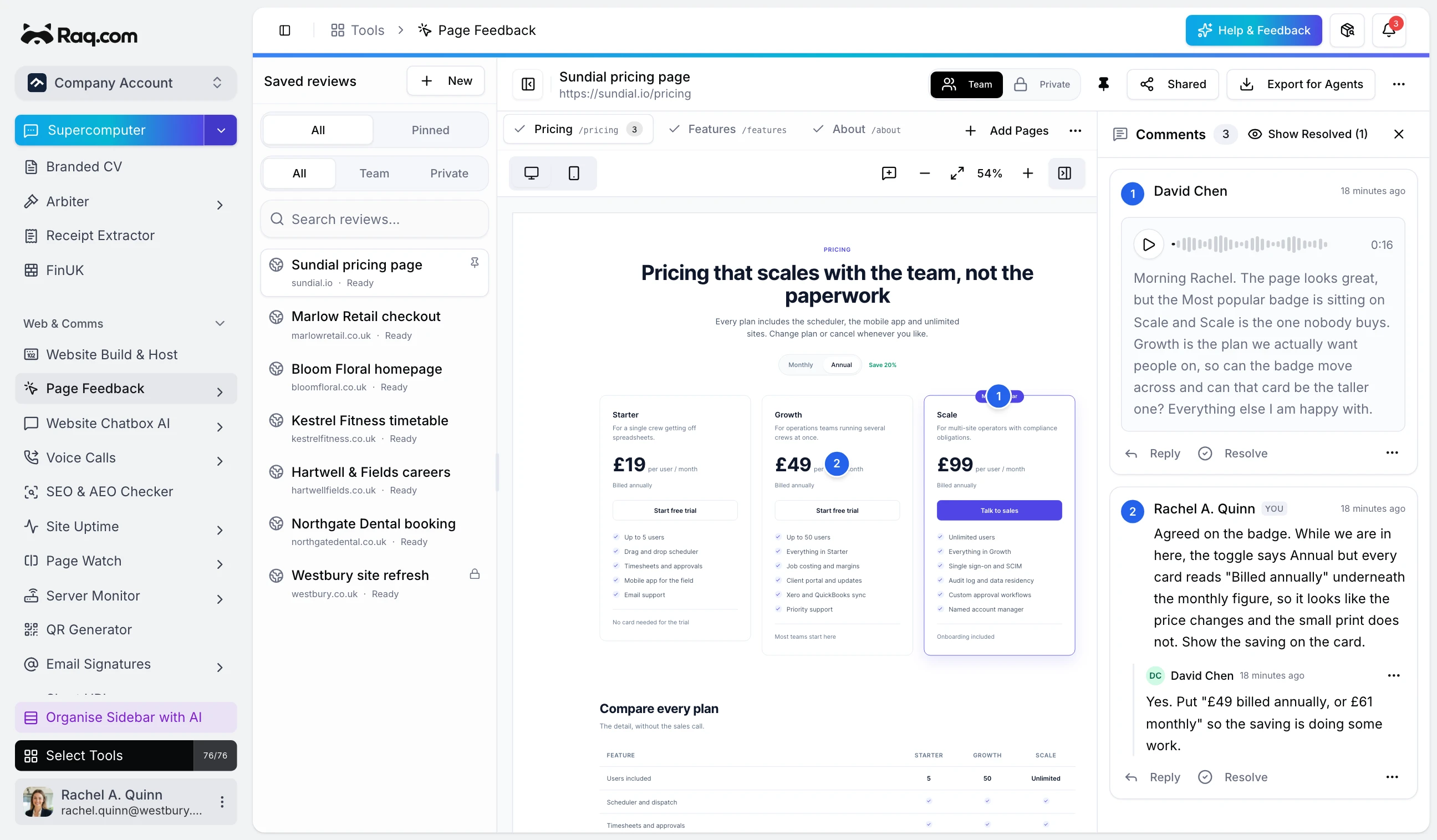 Introducing Page Feedback in Raq.com