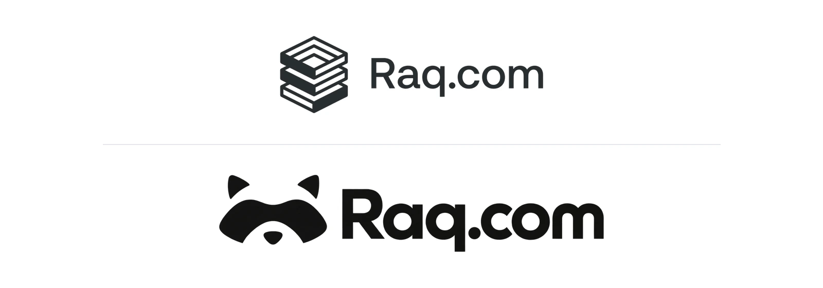 The old Raq.com rack logo above the new raccoon logo