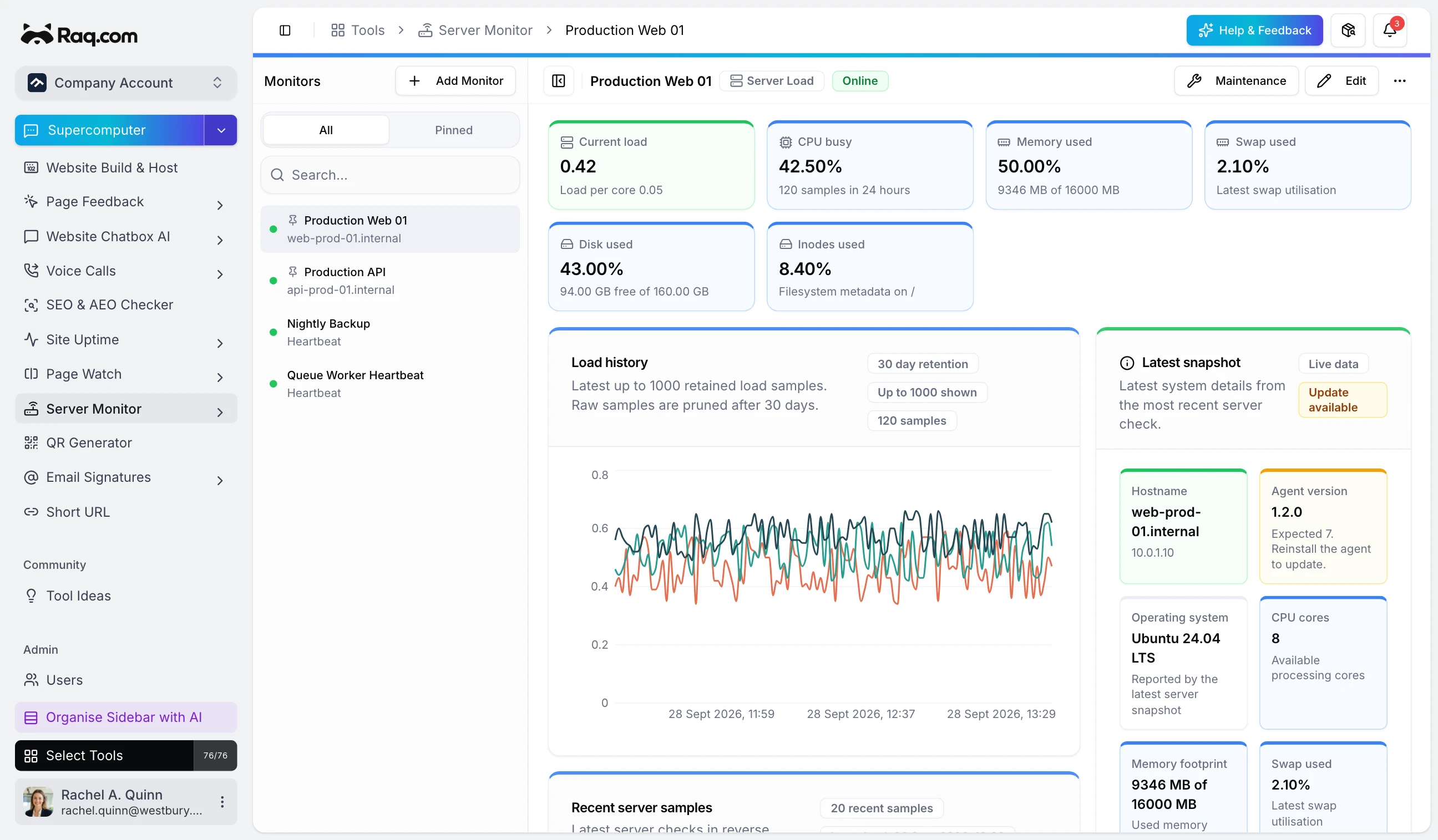 Server Monitor: Lightweight Load and Heartbeat Tracking