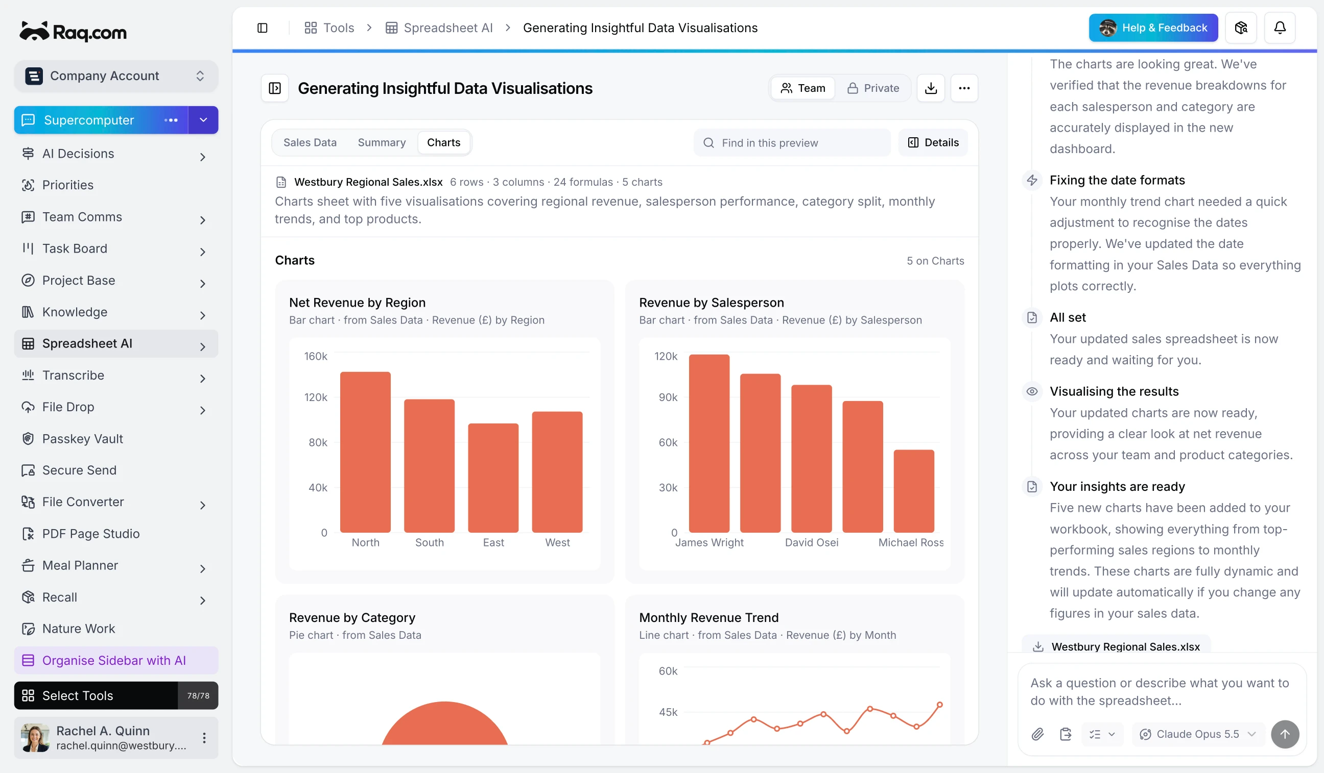 Spreadsheet AI: Upload, Transform, and Analyse Any Spreadsheet with AI