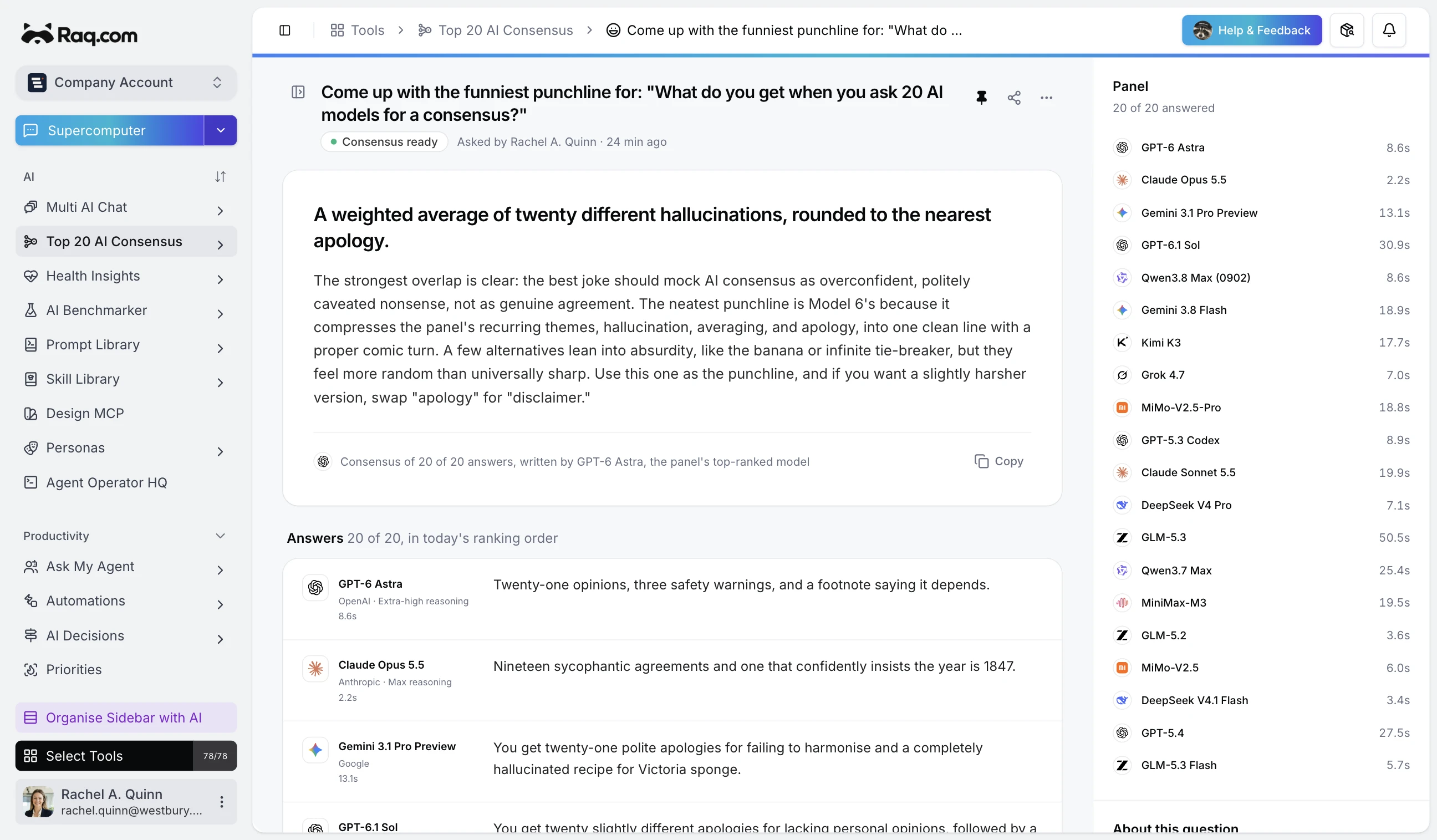 Top 20 AI Consensus in Raq.com