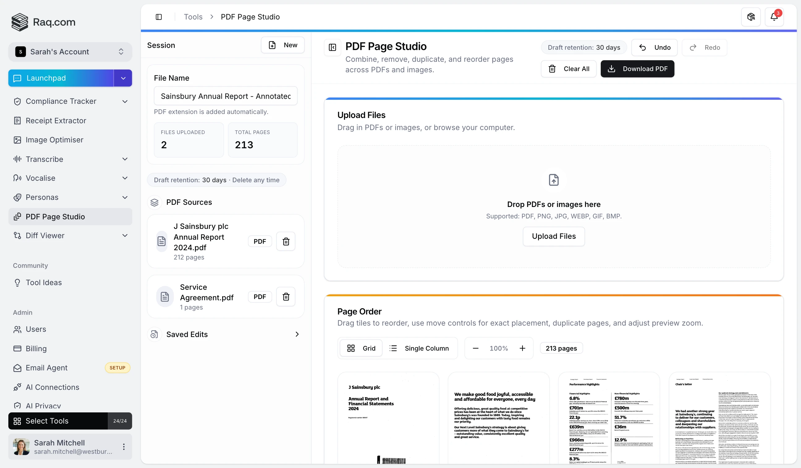 PDF Page Studio interface