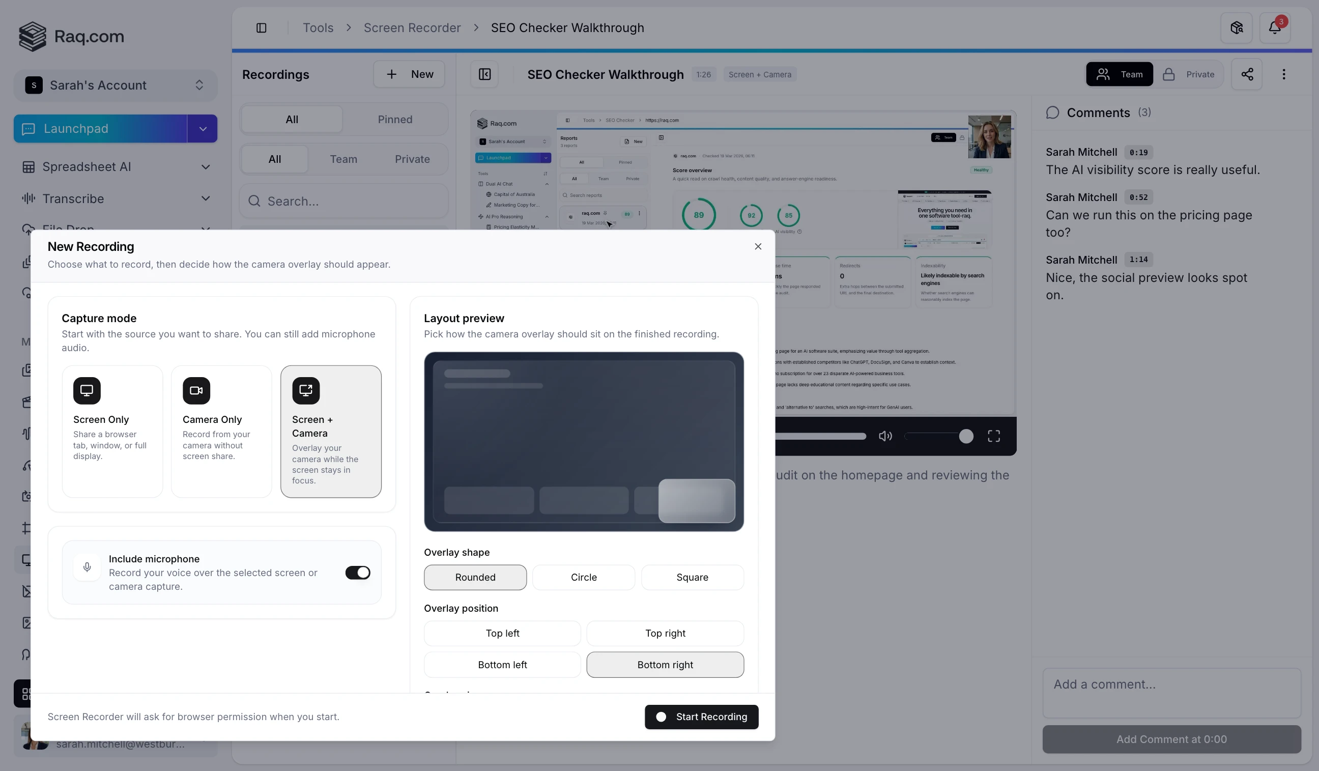 Screen Recorder interface