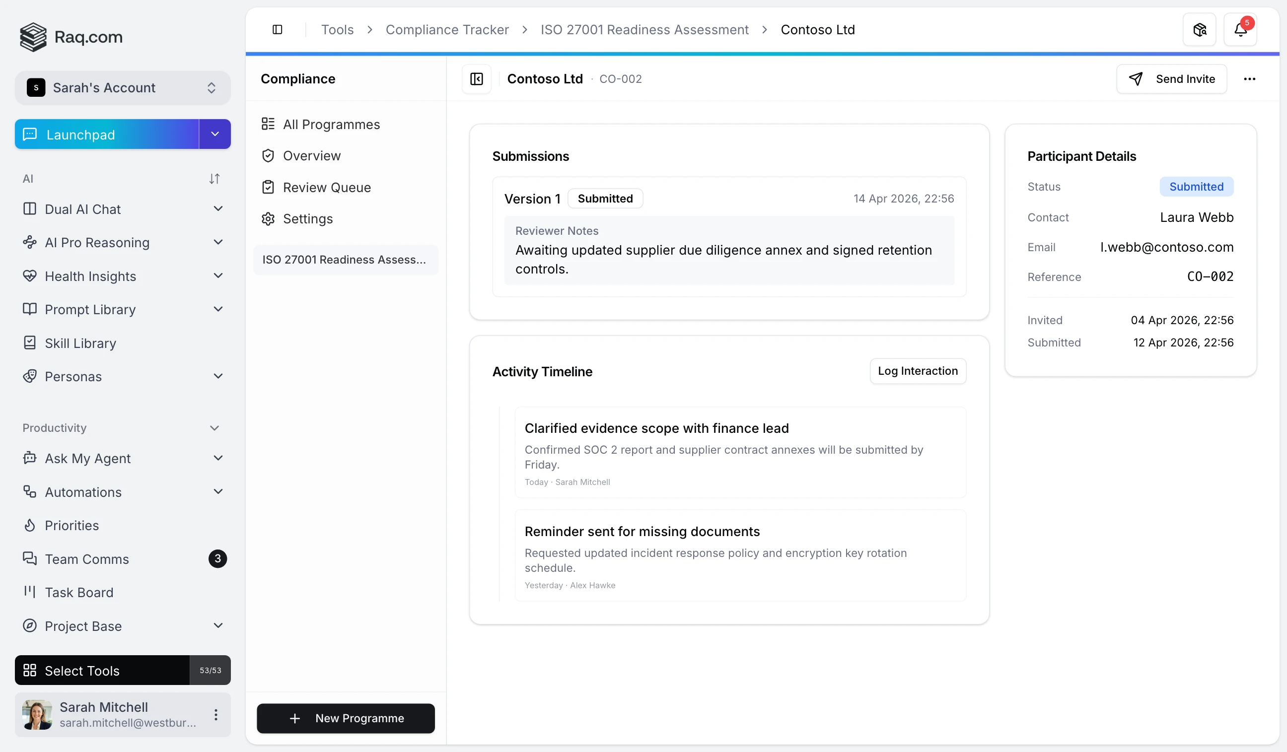 Compliance Tracker review queue