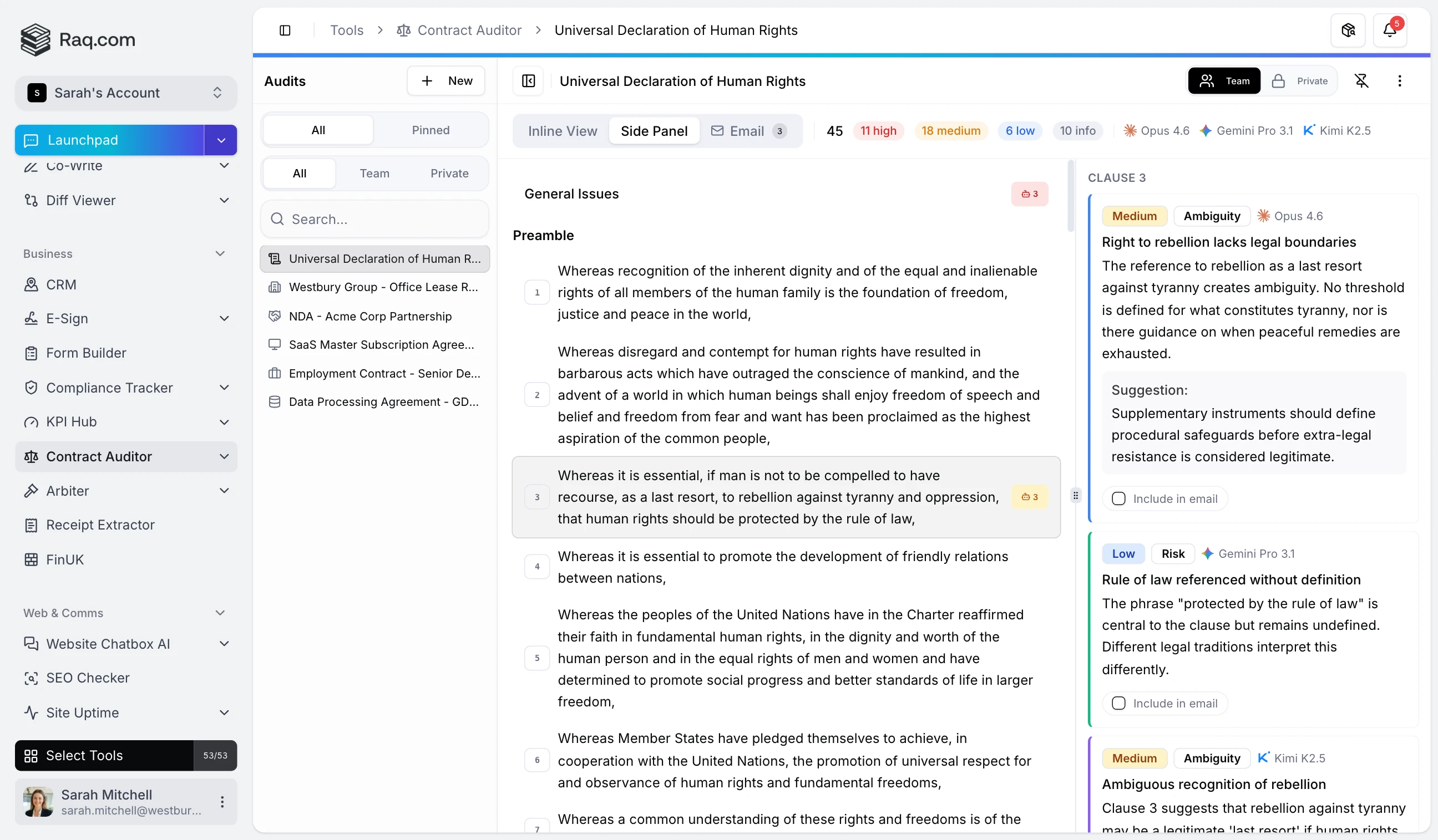 Contract Auditor interface