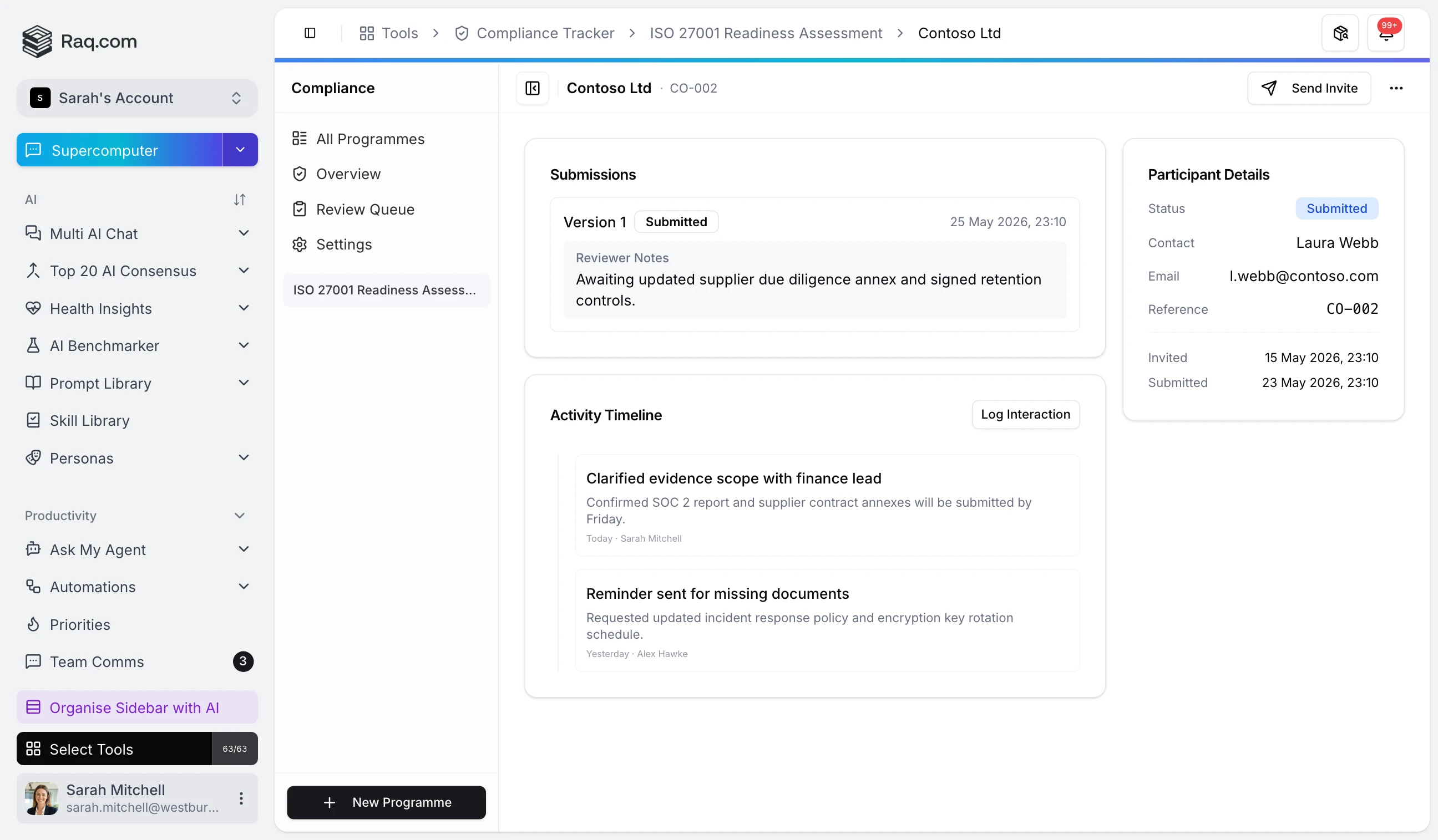 Compliance Tracker review queue