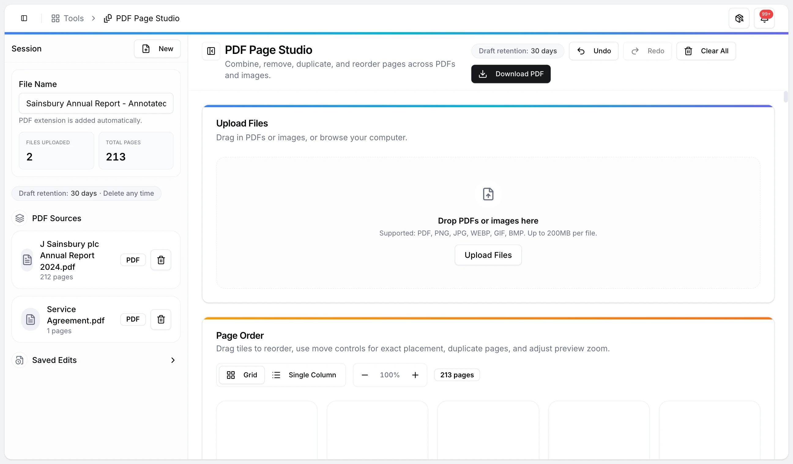 PDF Page Studio interface