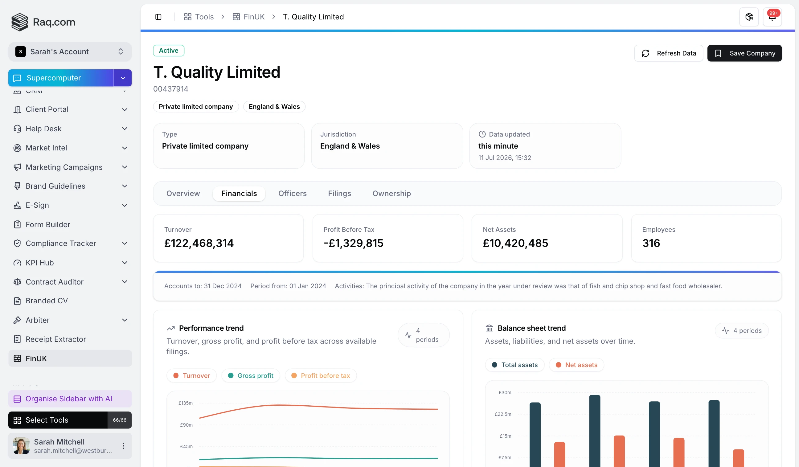 FinUK interface