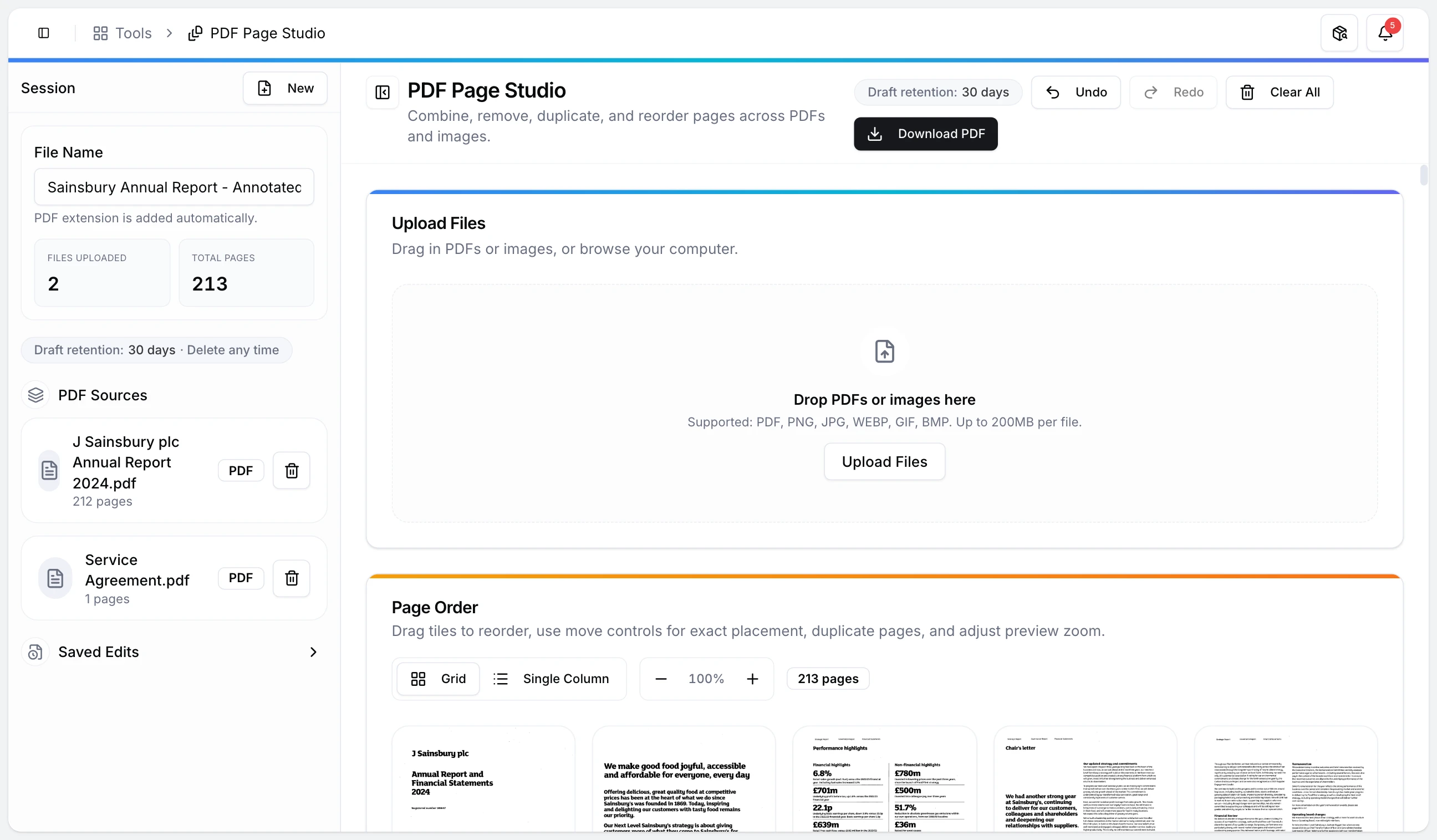 PDF Page Studio interface