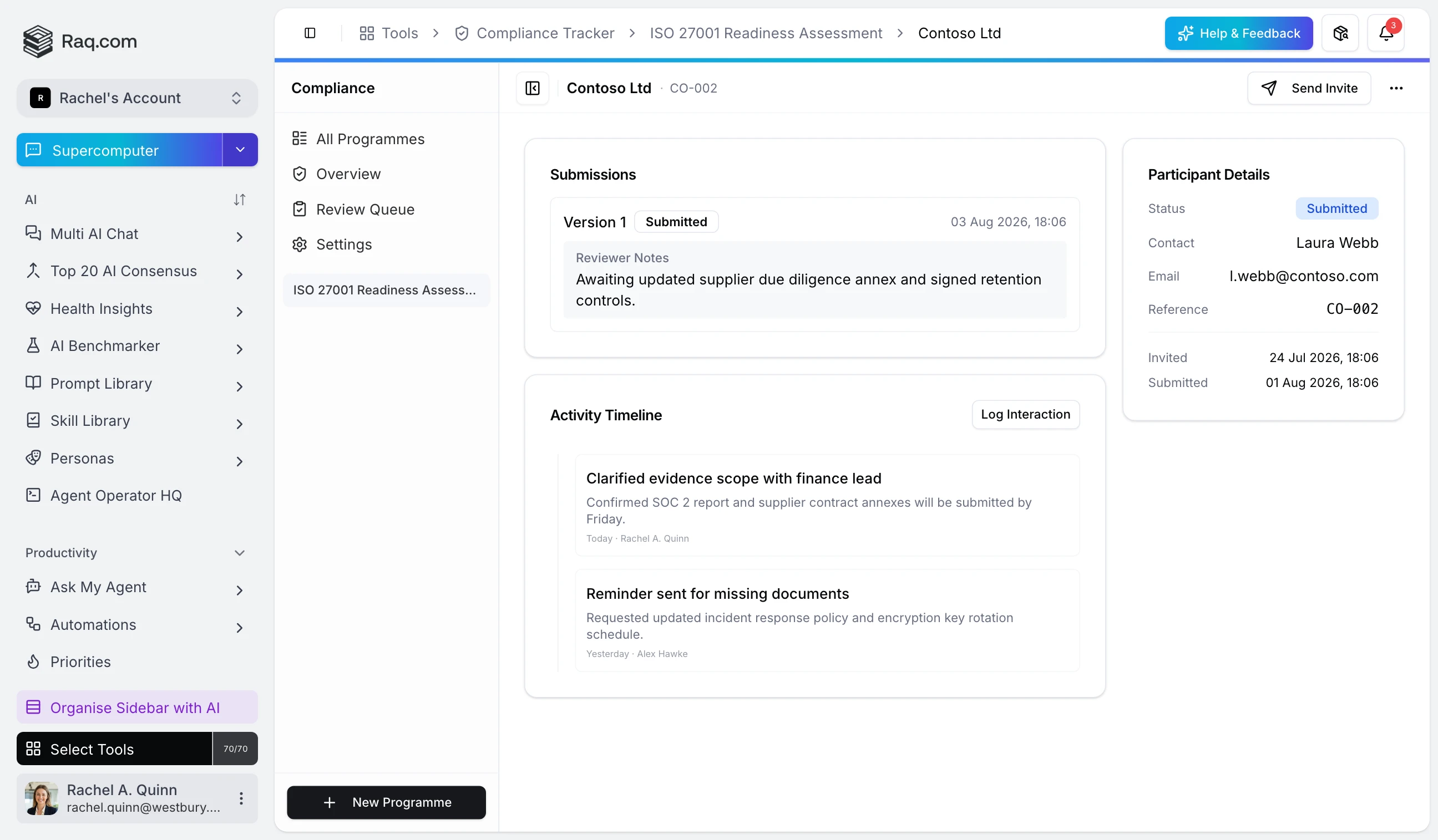 Compliance Tracker review queue