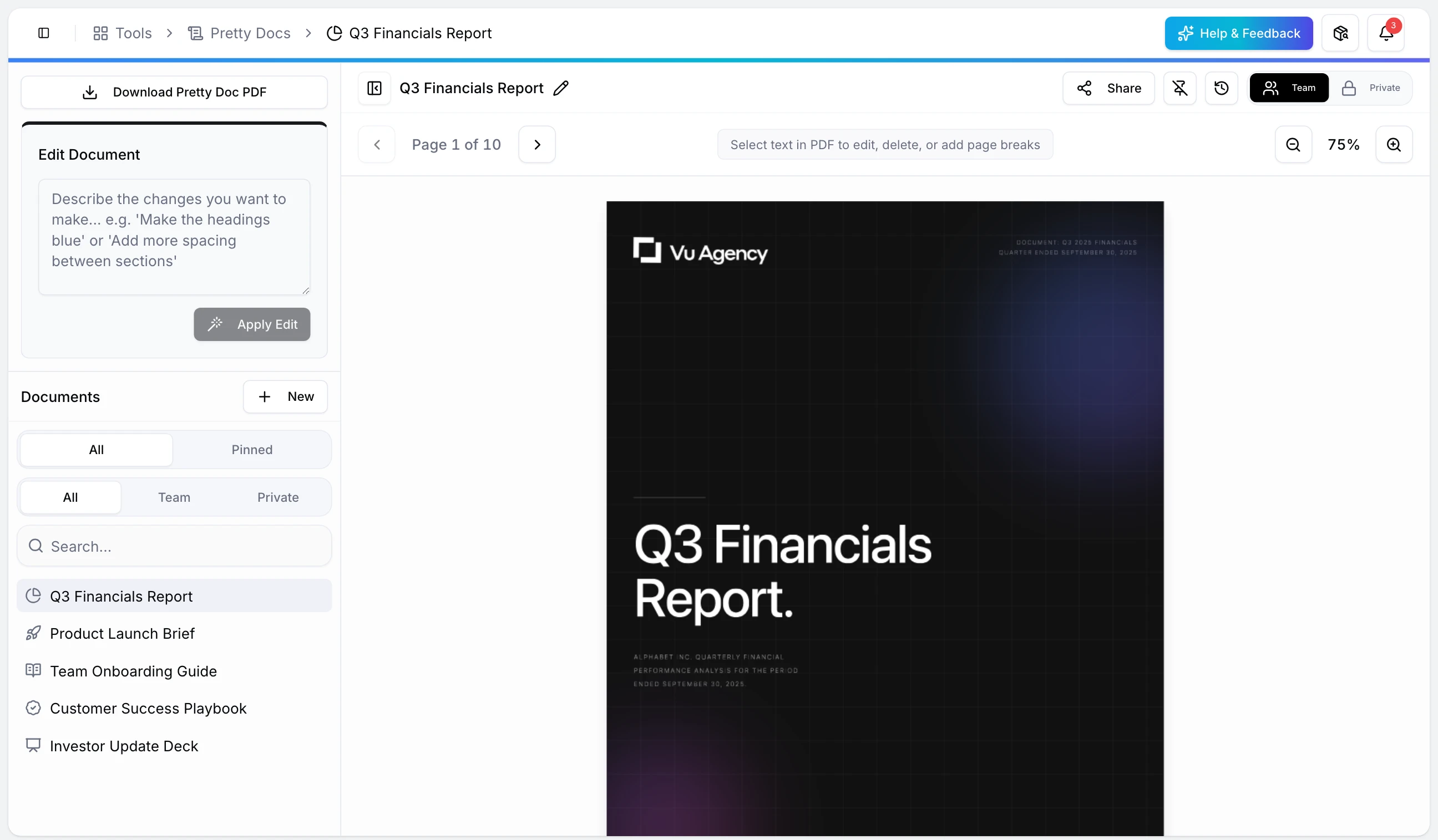 Pretty Docs interface