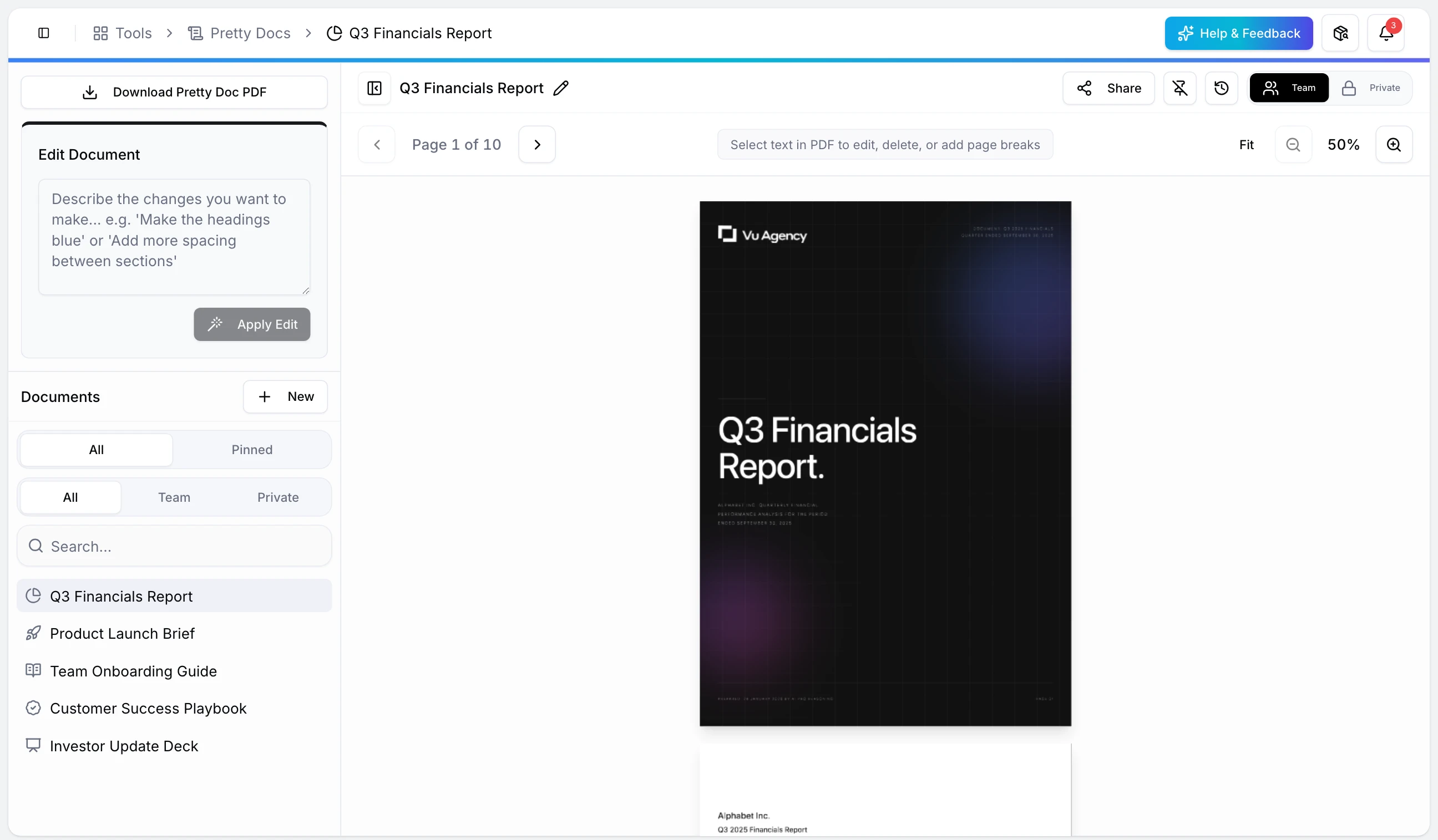 Pretty Docs interface