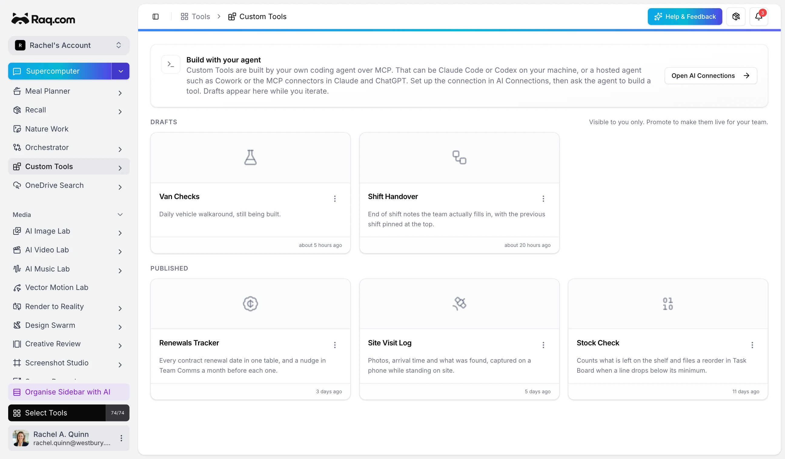 Custom Tools interface
