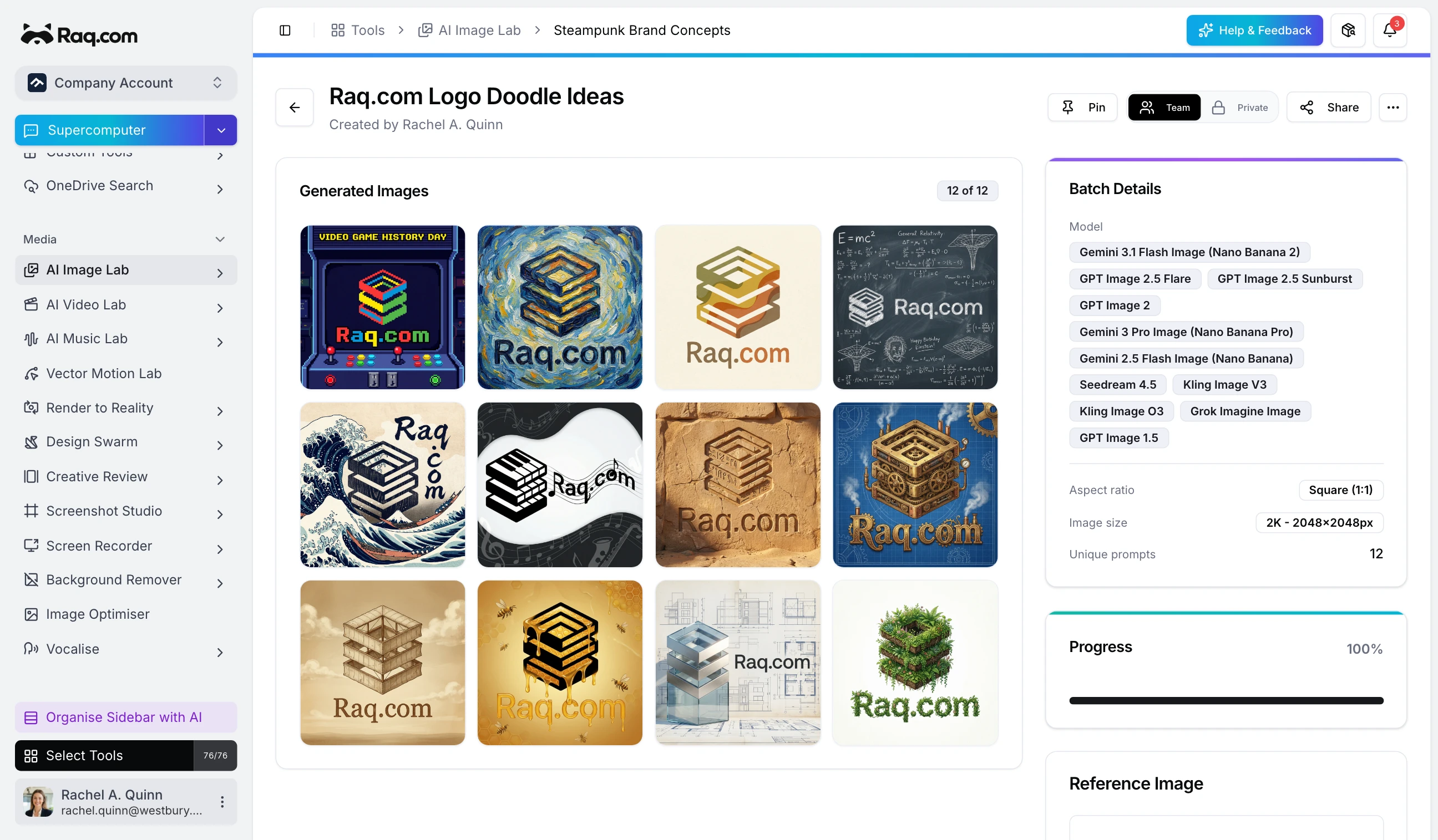 AI Image Lab interface