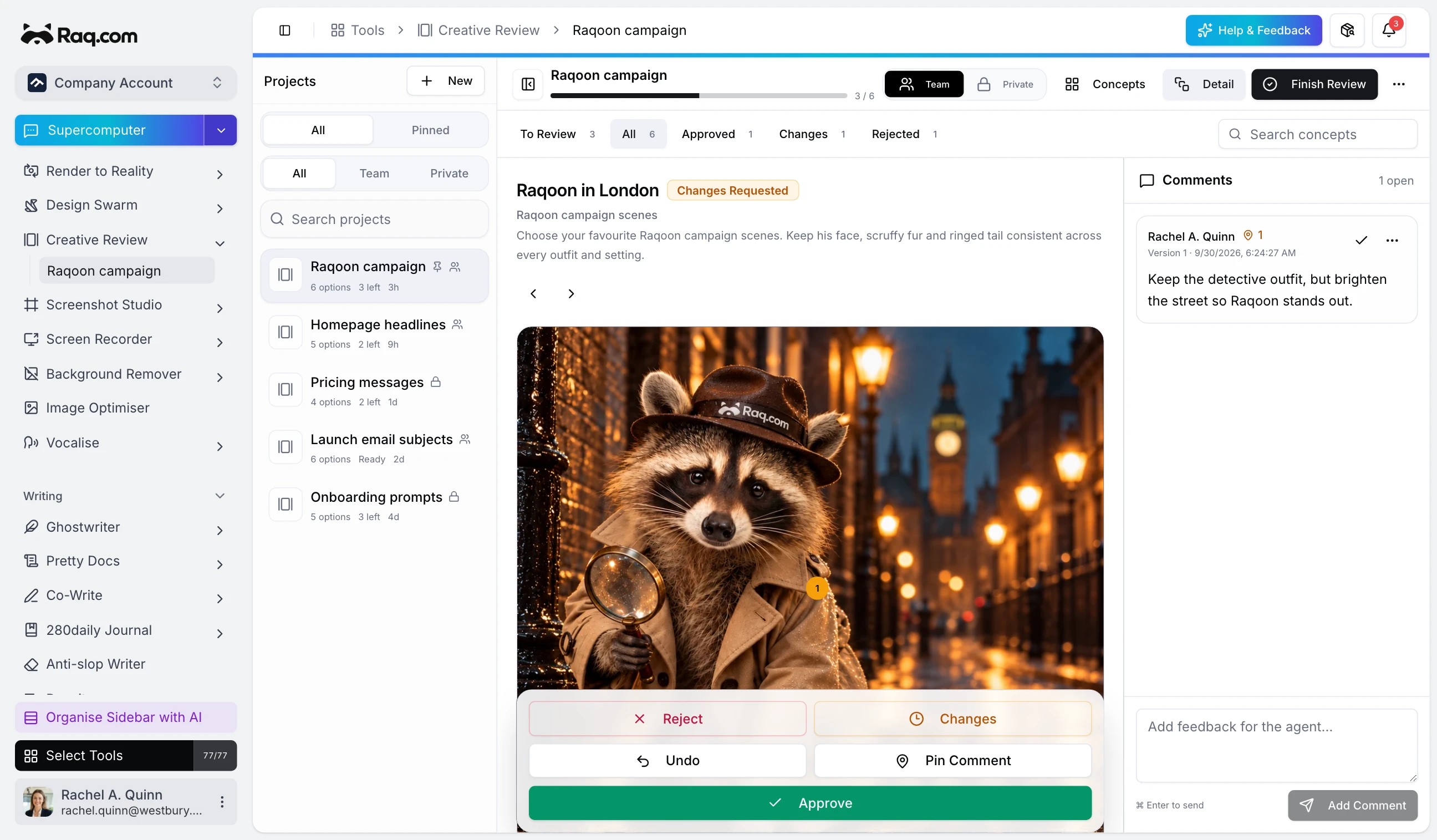 Creative Review interface