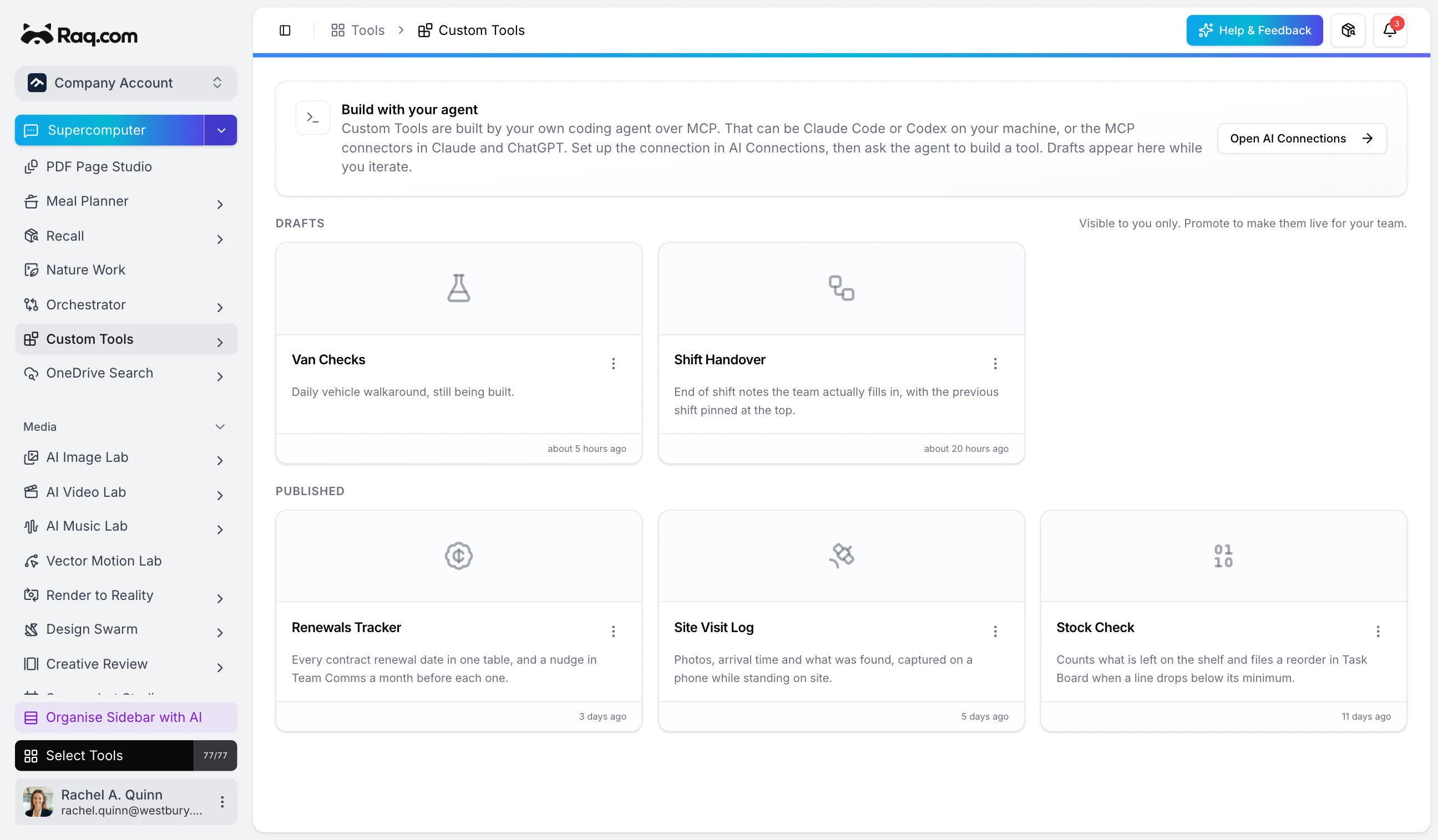 Custom Tools interface