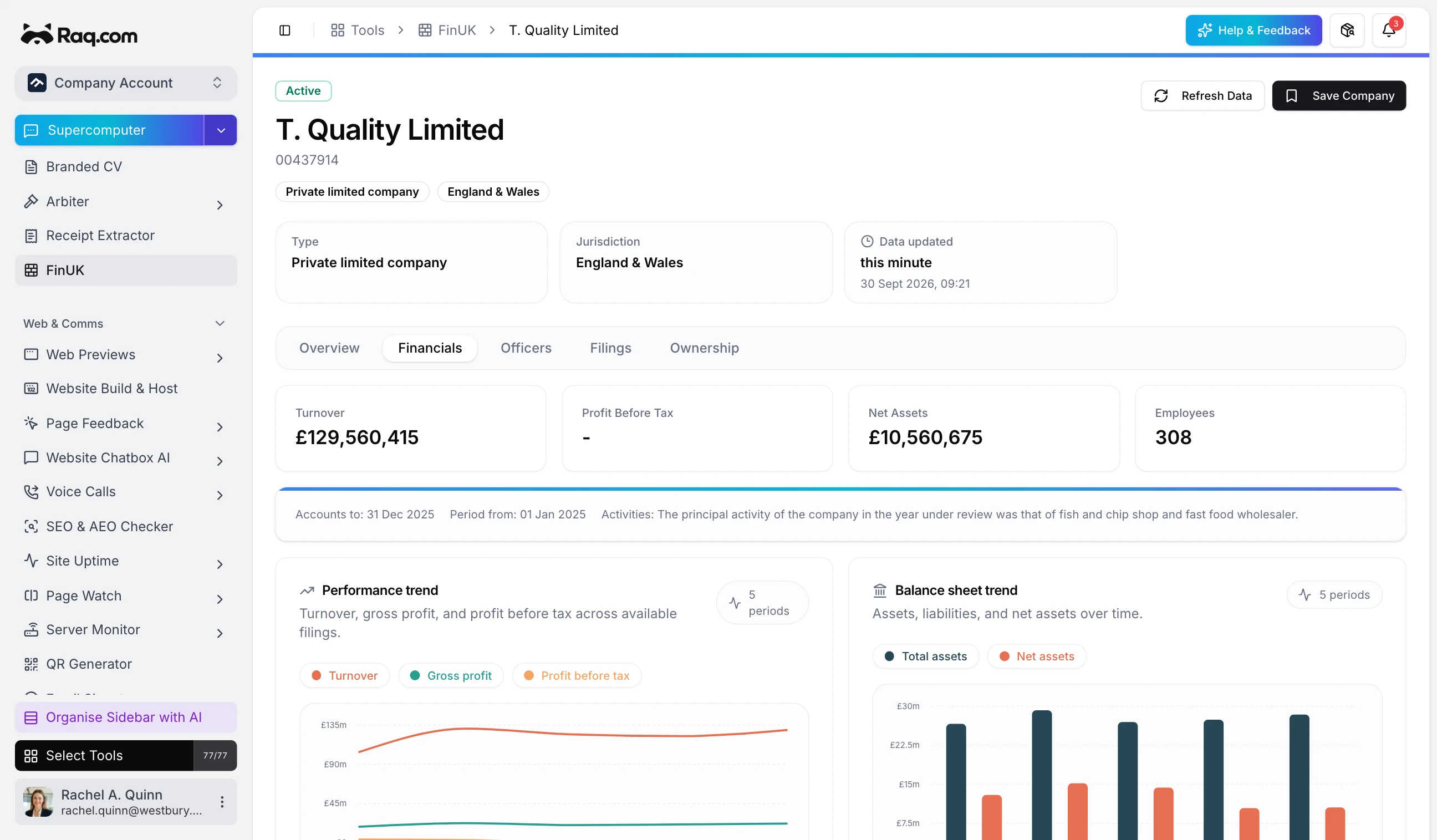 FinUK interface