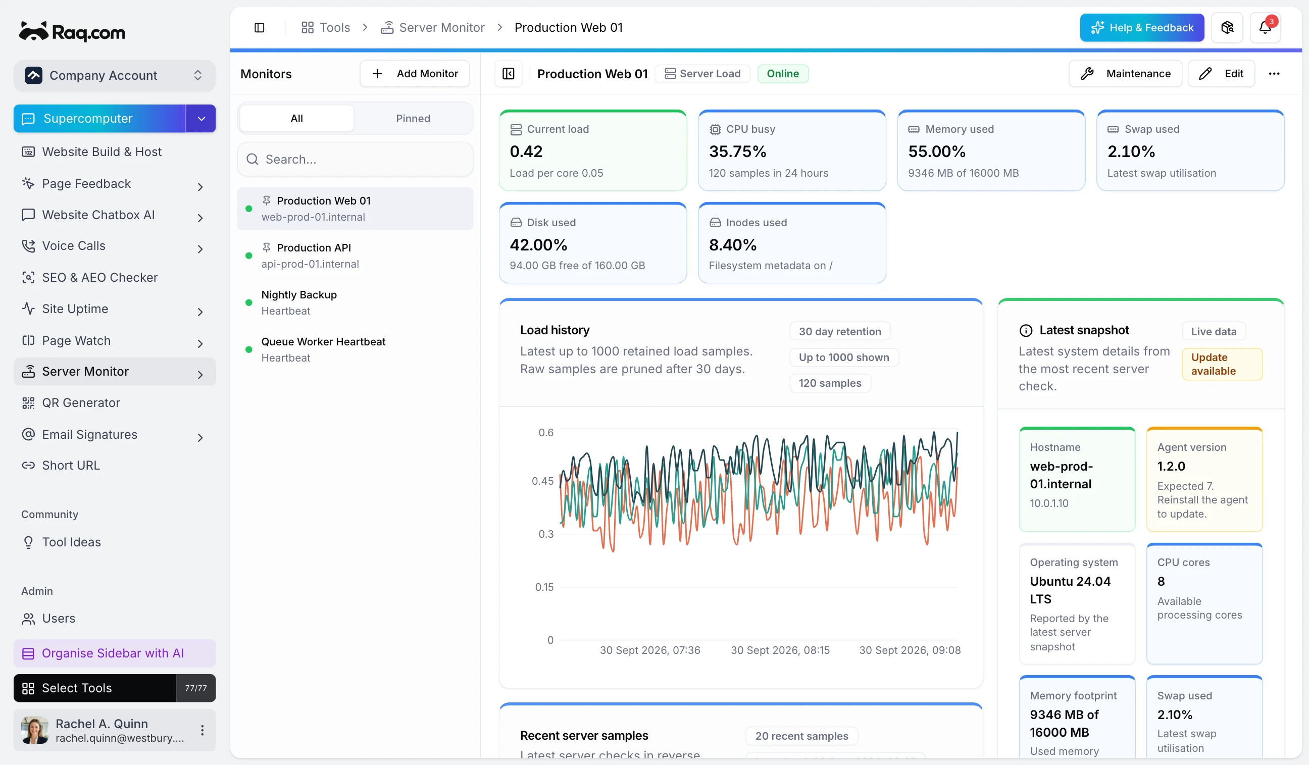 Server Monitor interface