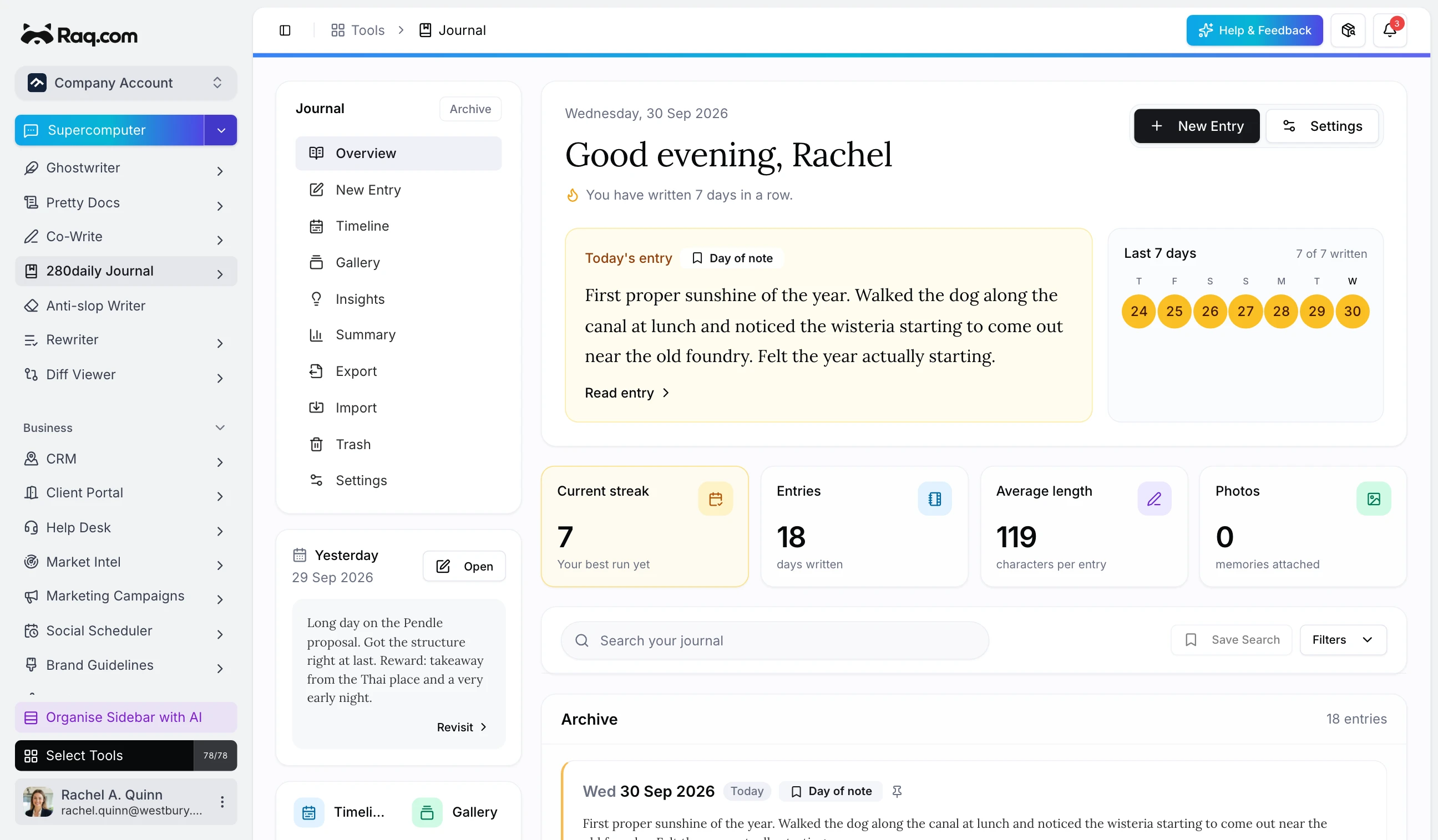 280daily Journal interface