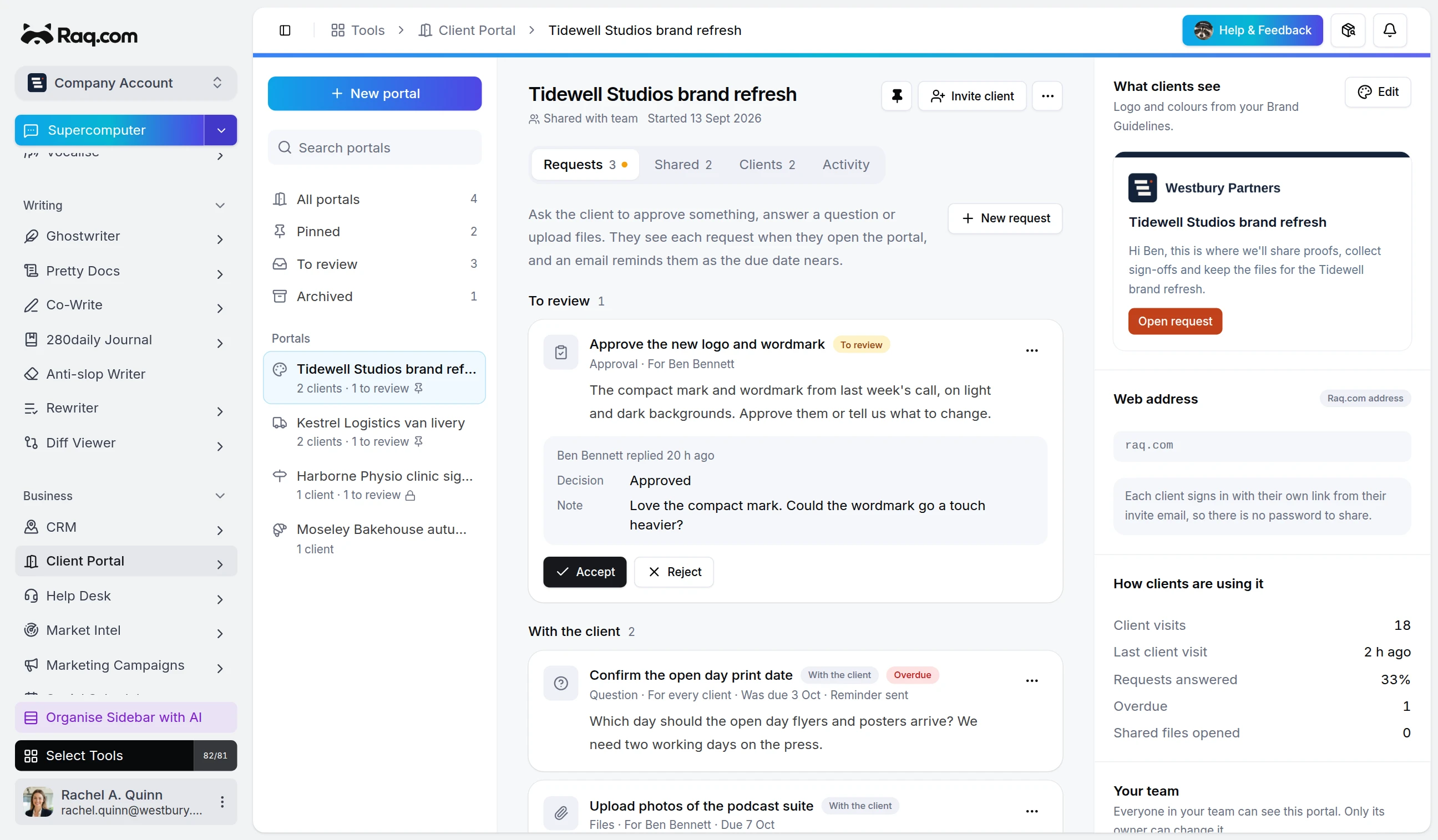 Client Portal interface