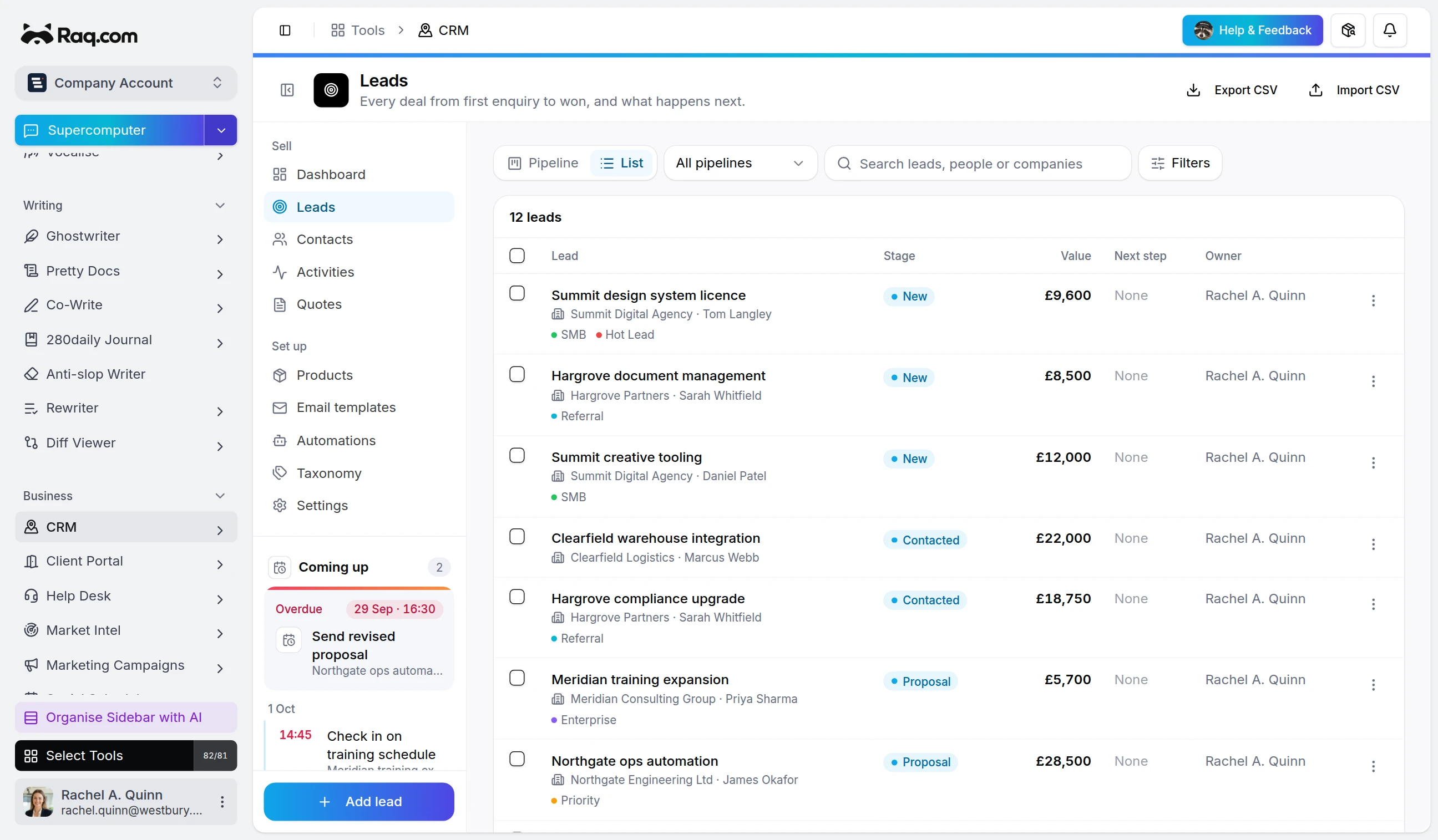CRM interface