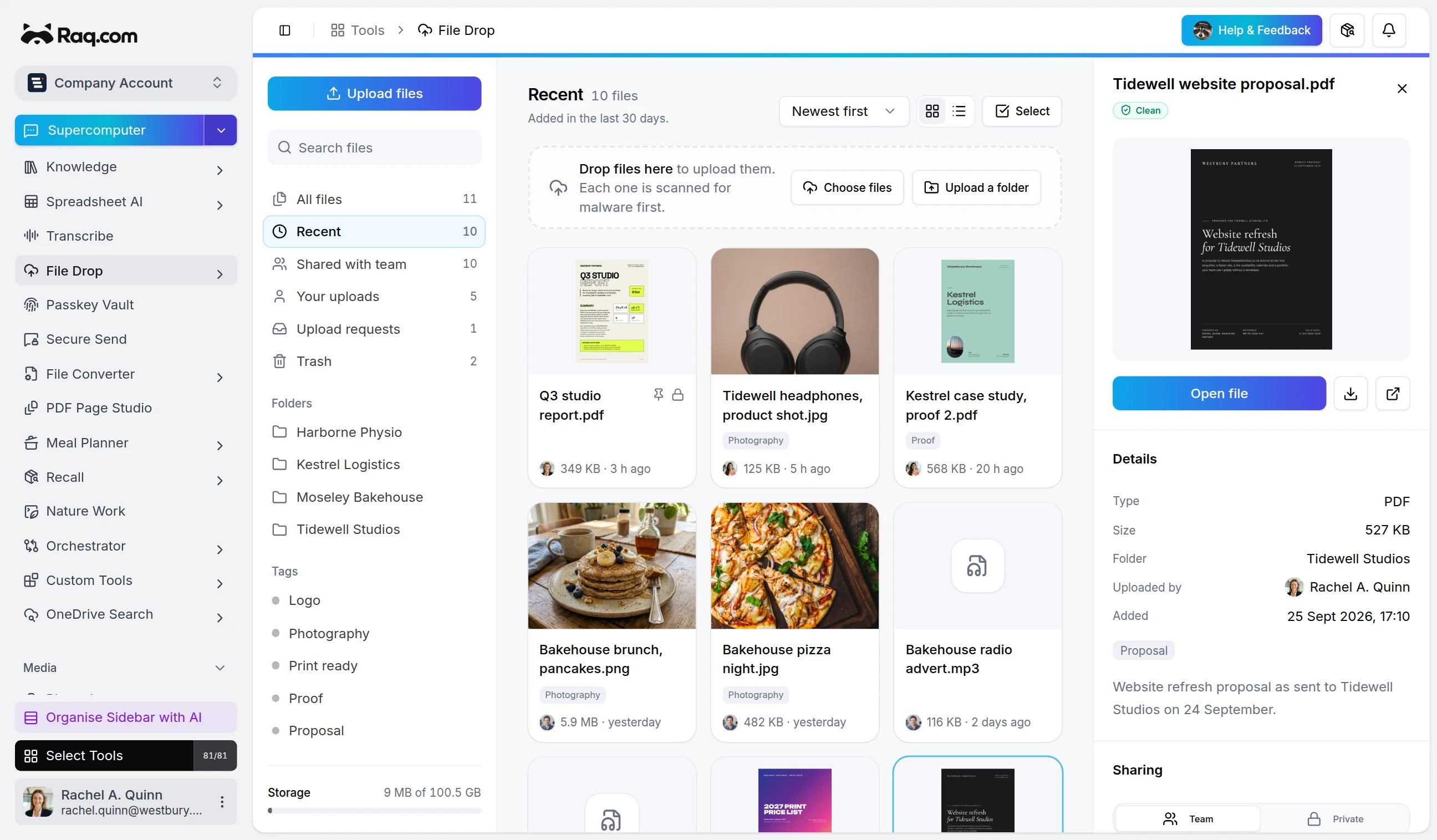 File Drop interface