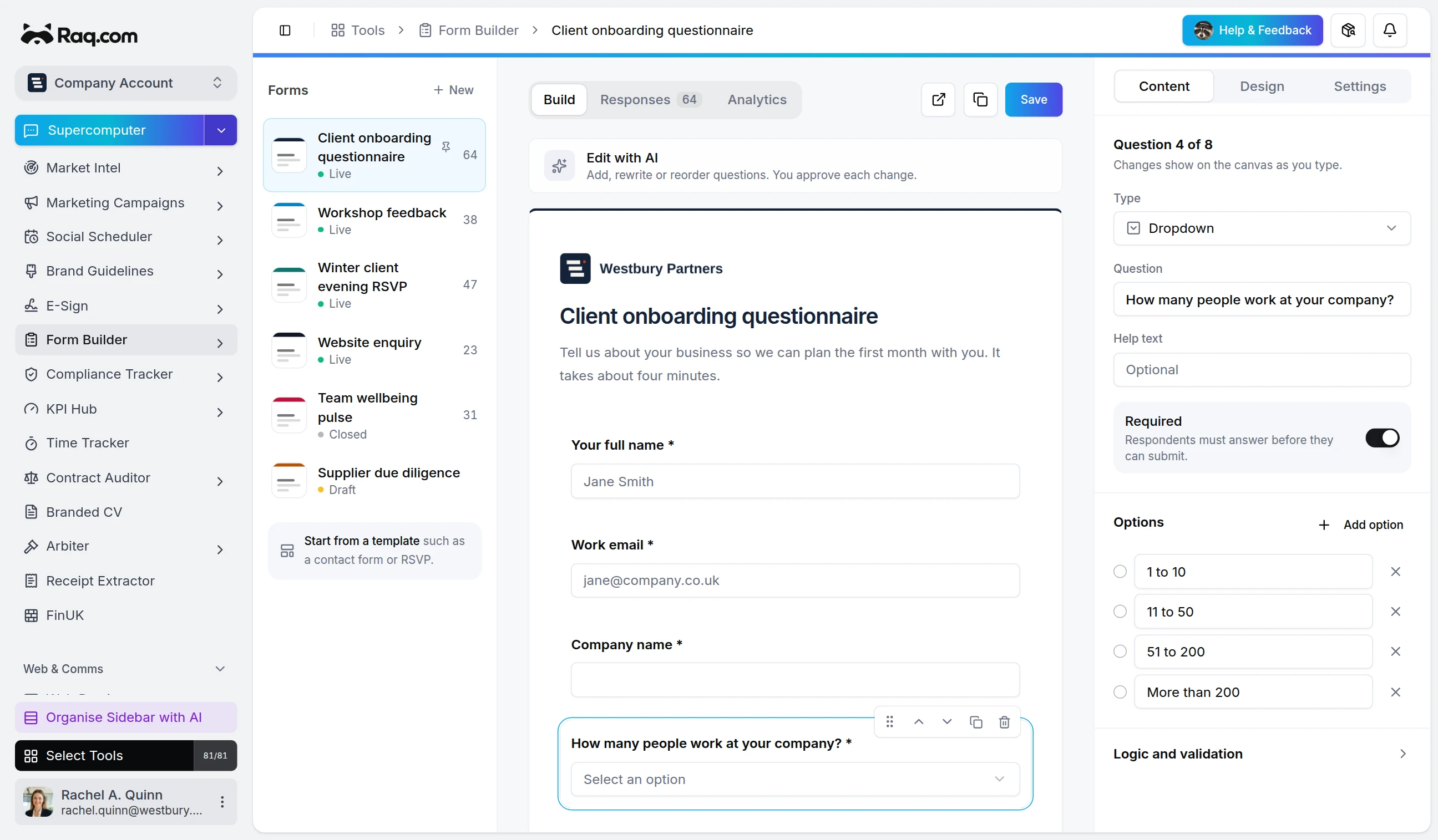 Form Builder interface