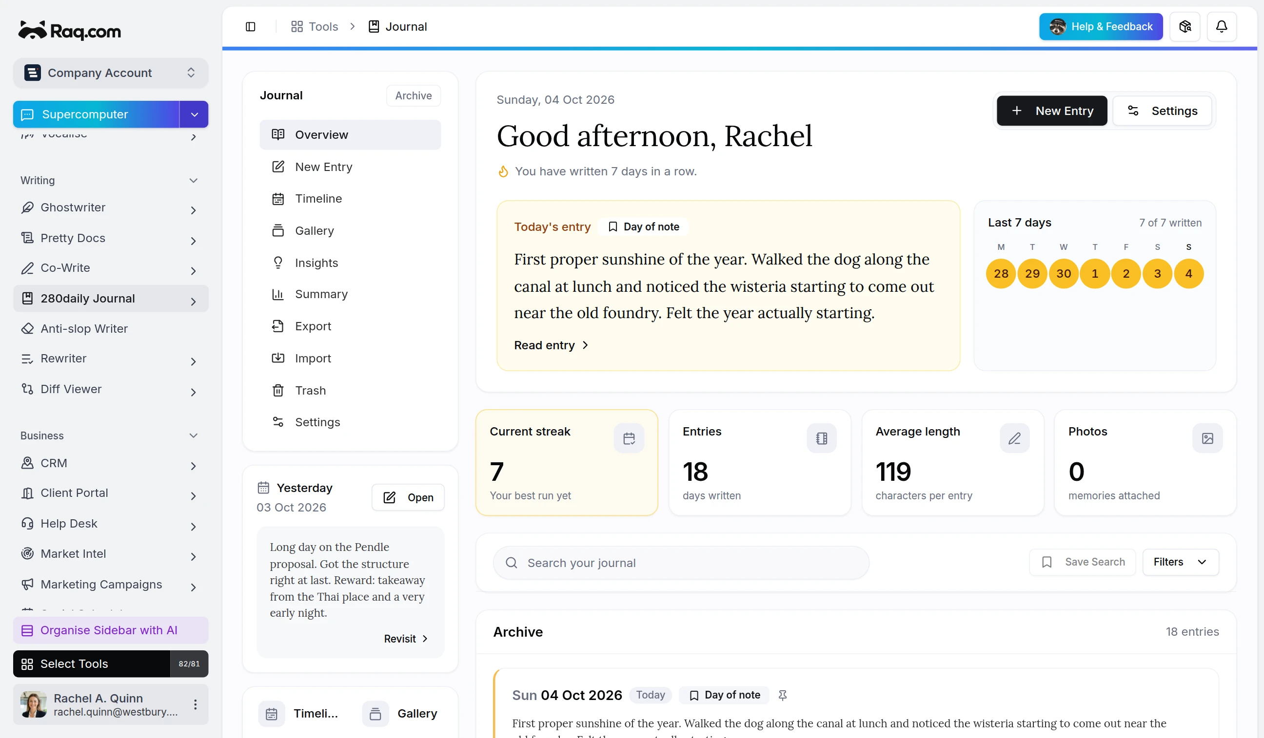 280daily Journal interface