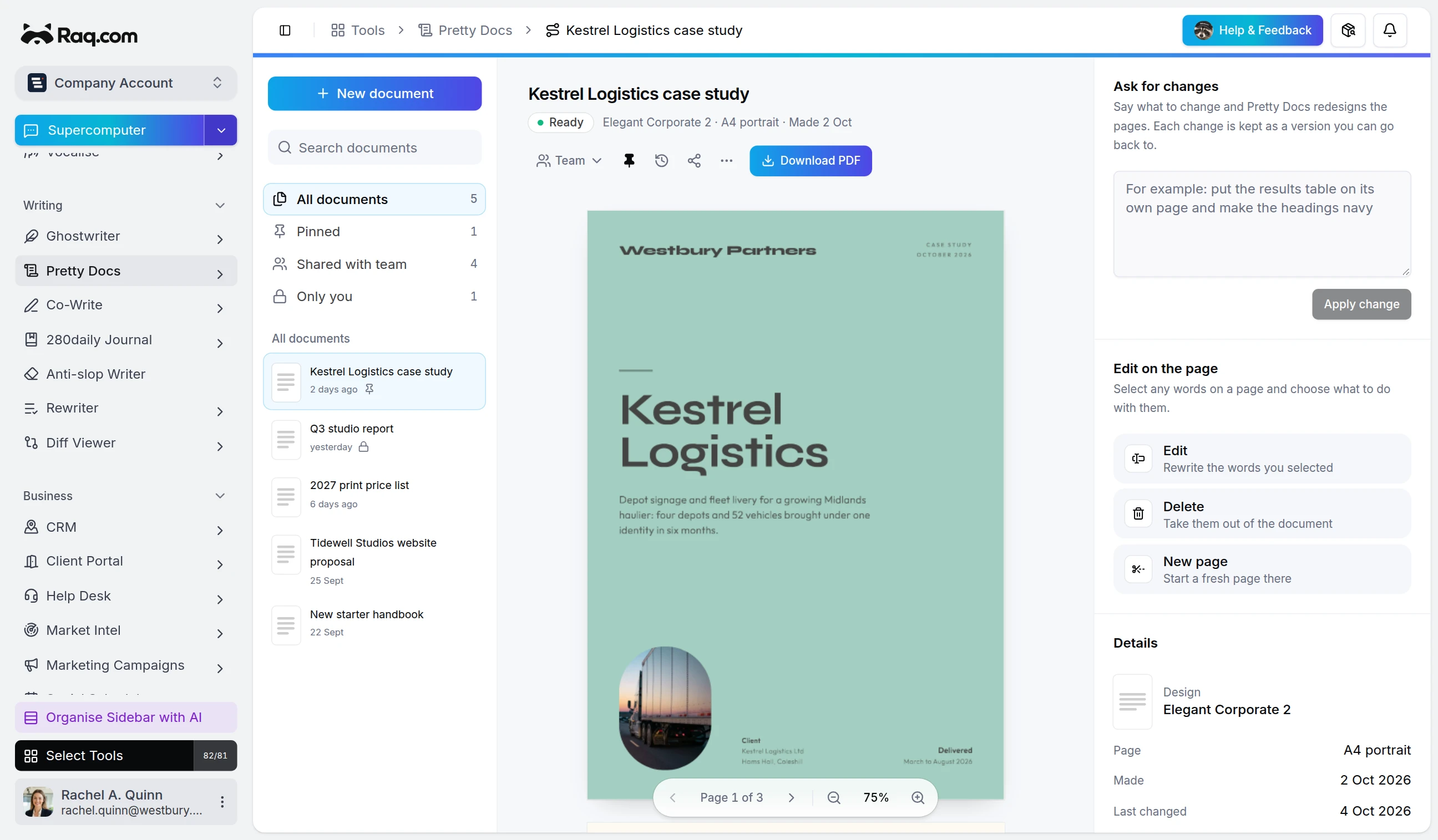 Pretty Docs interface