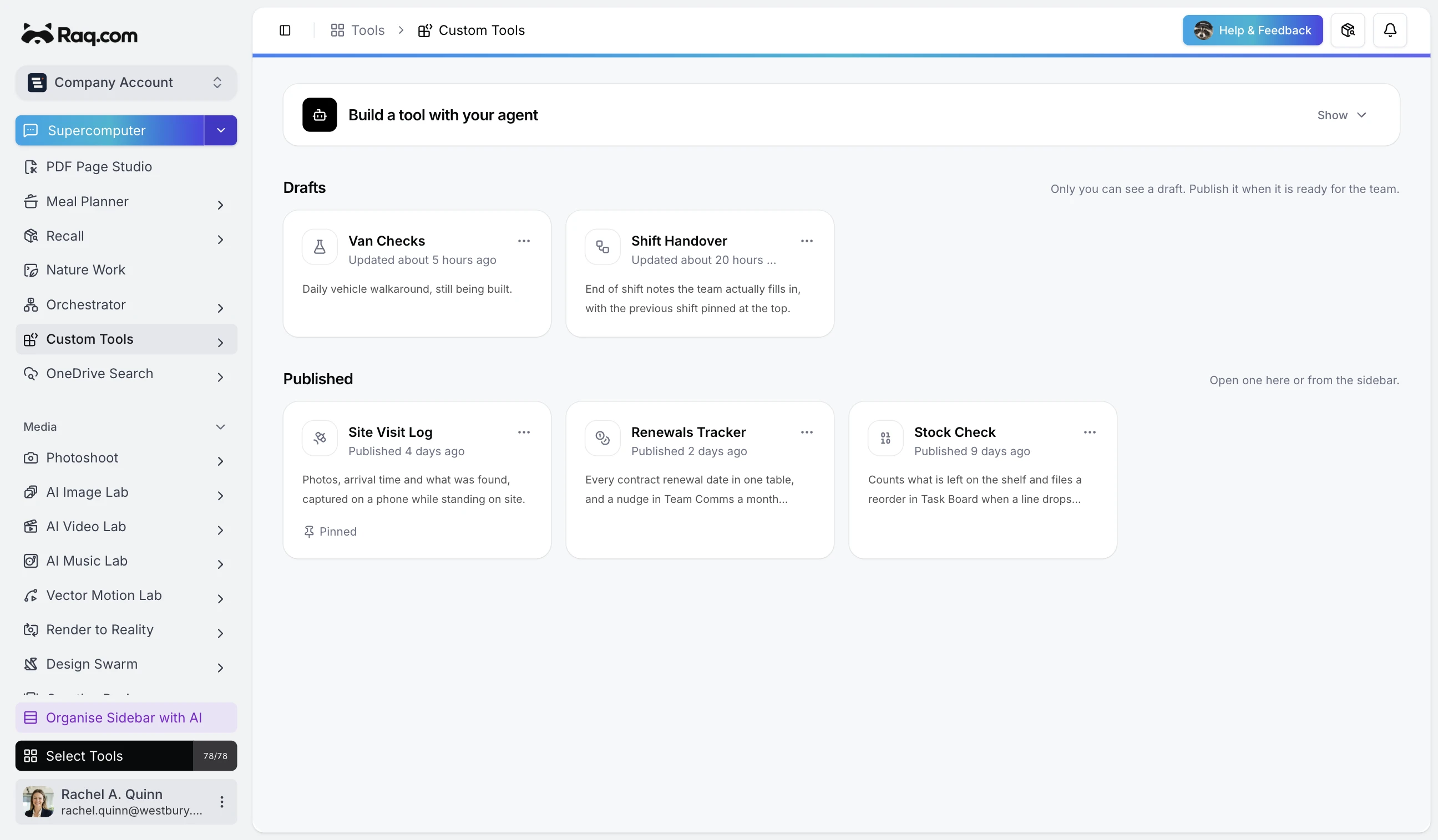Custom Tools interface