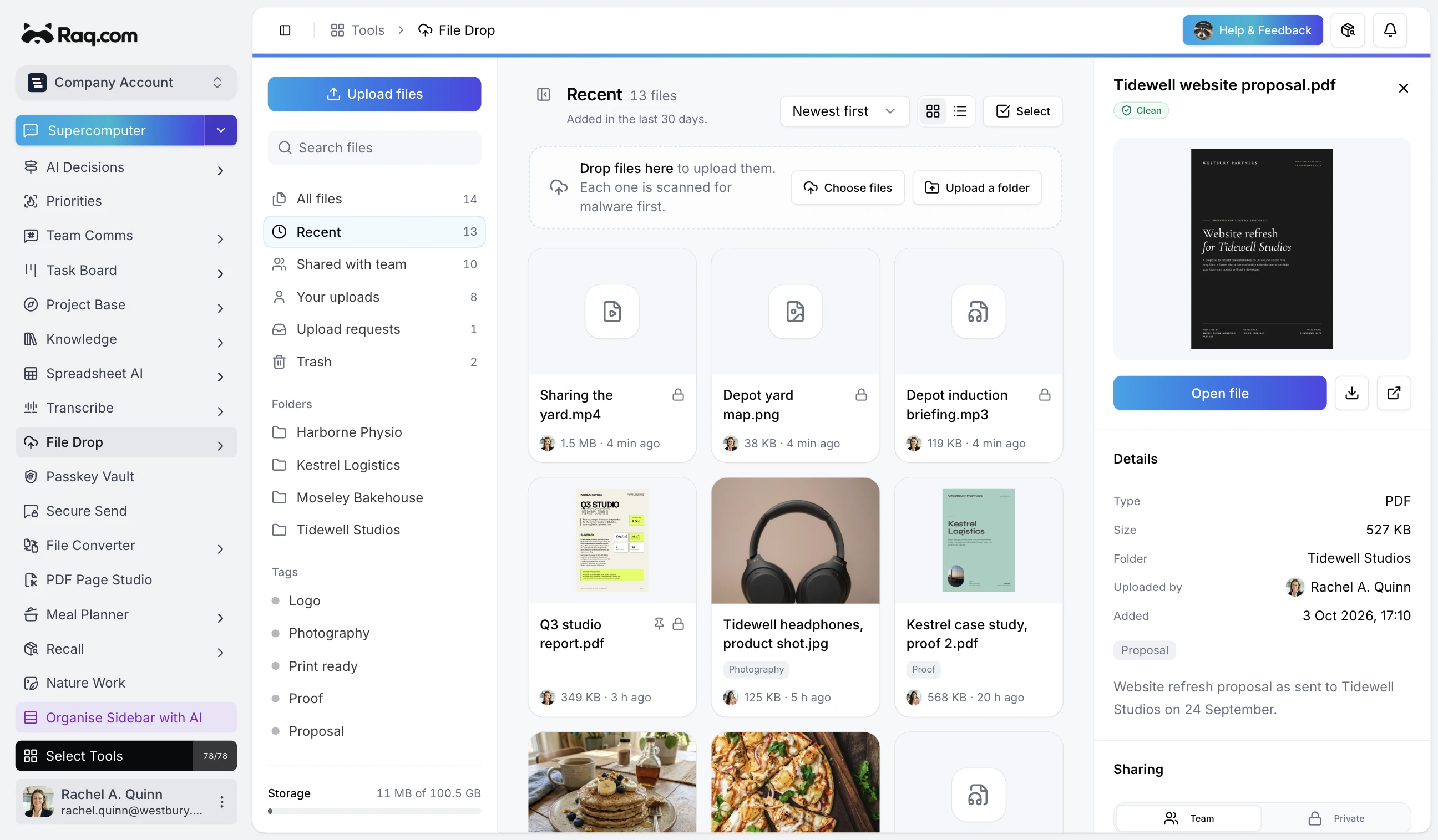 File Drop interface